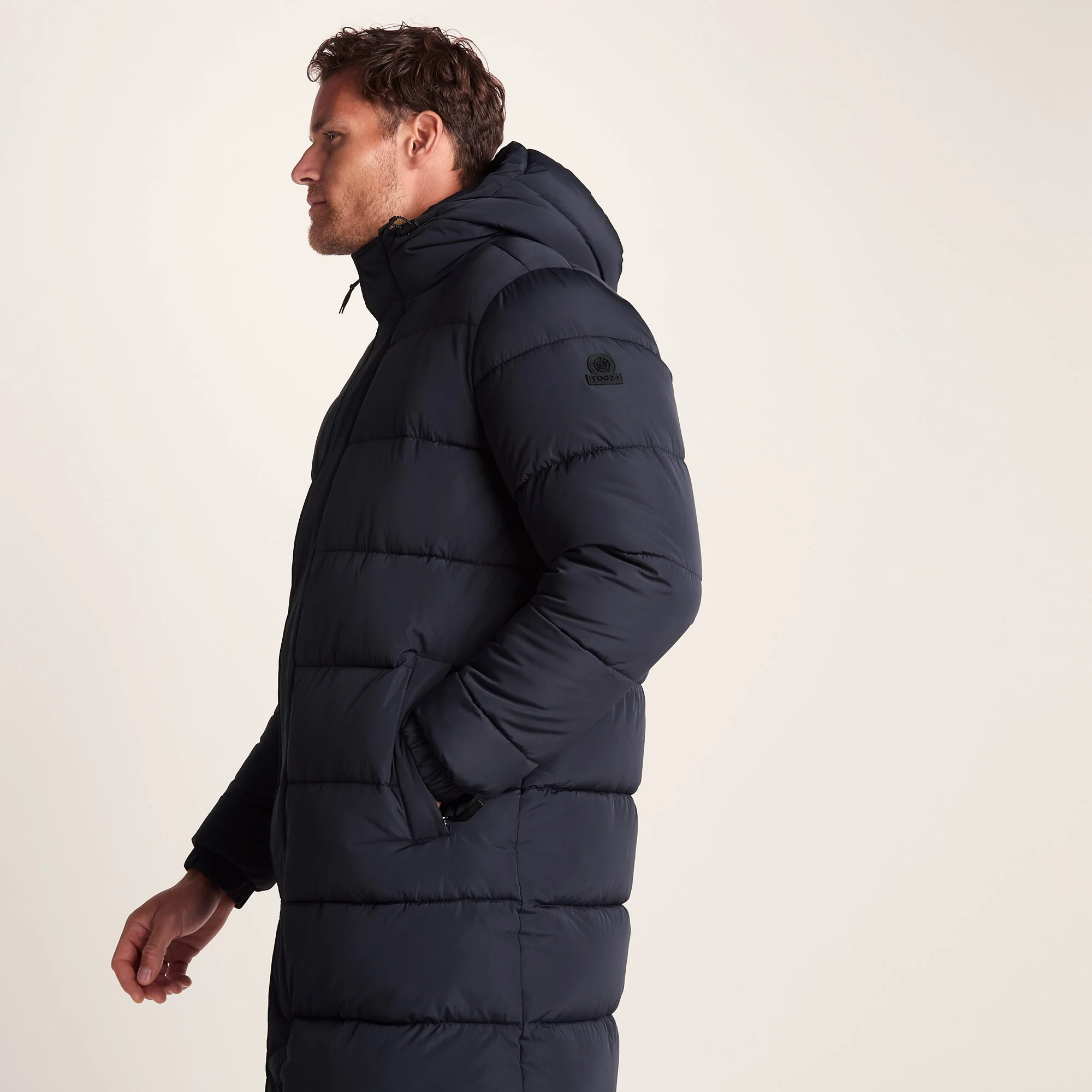 Langrick Mens Long Insulated Jacket - Dark Indigo - Image 5