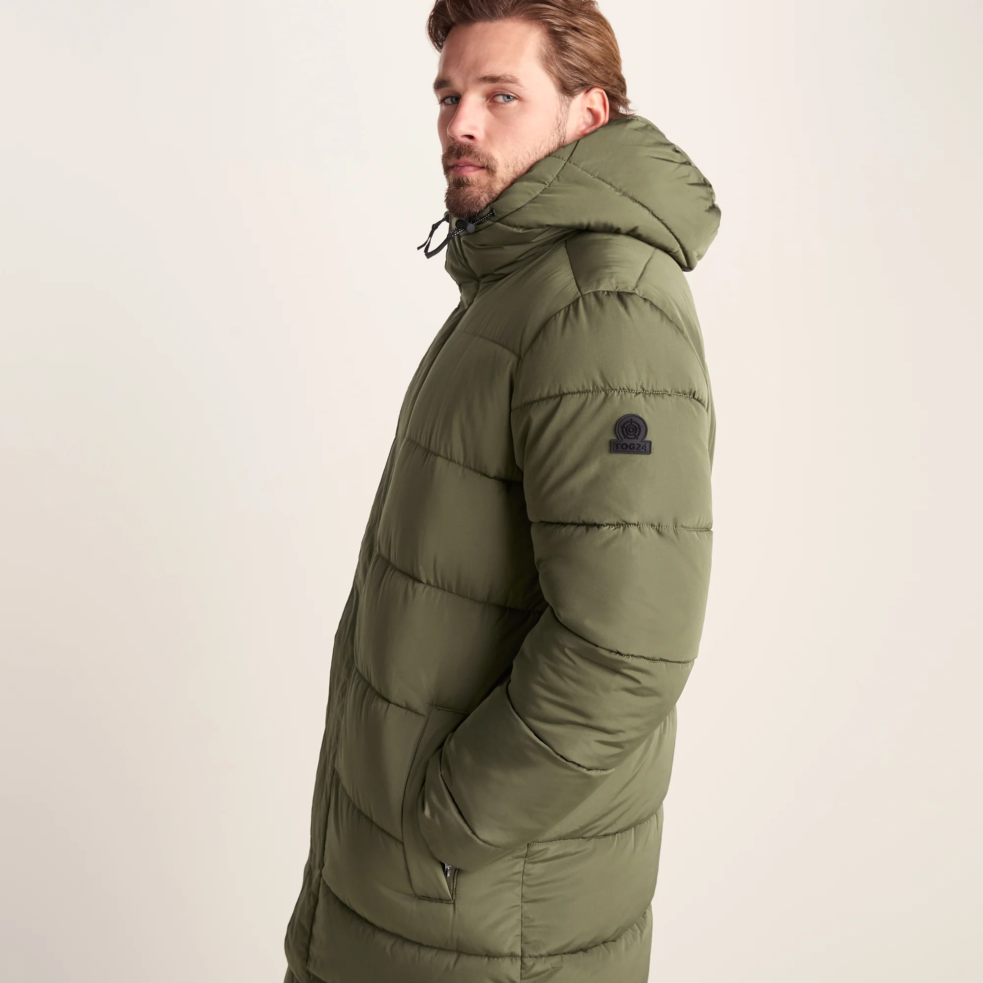 Langrick Mens Long Insulated Jacket - Khaki - Image 7