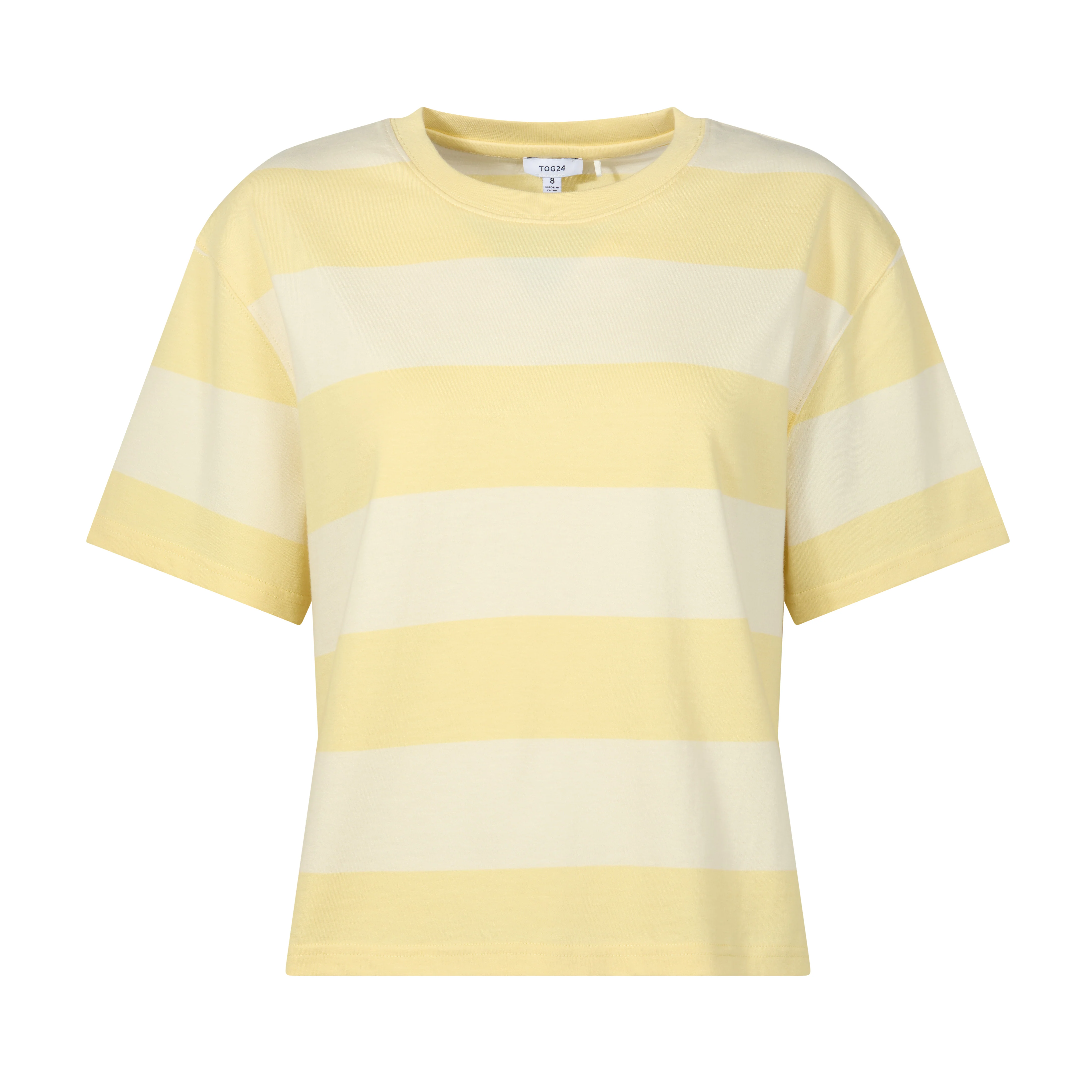 Lani Womens 100% Cotton Supersoft Boxy Fit T-Shirt - Butter Yellow Stripe - Image 6