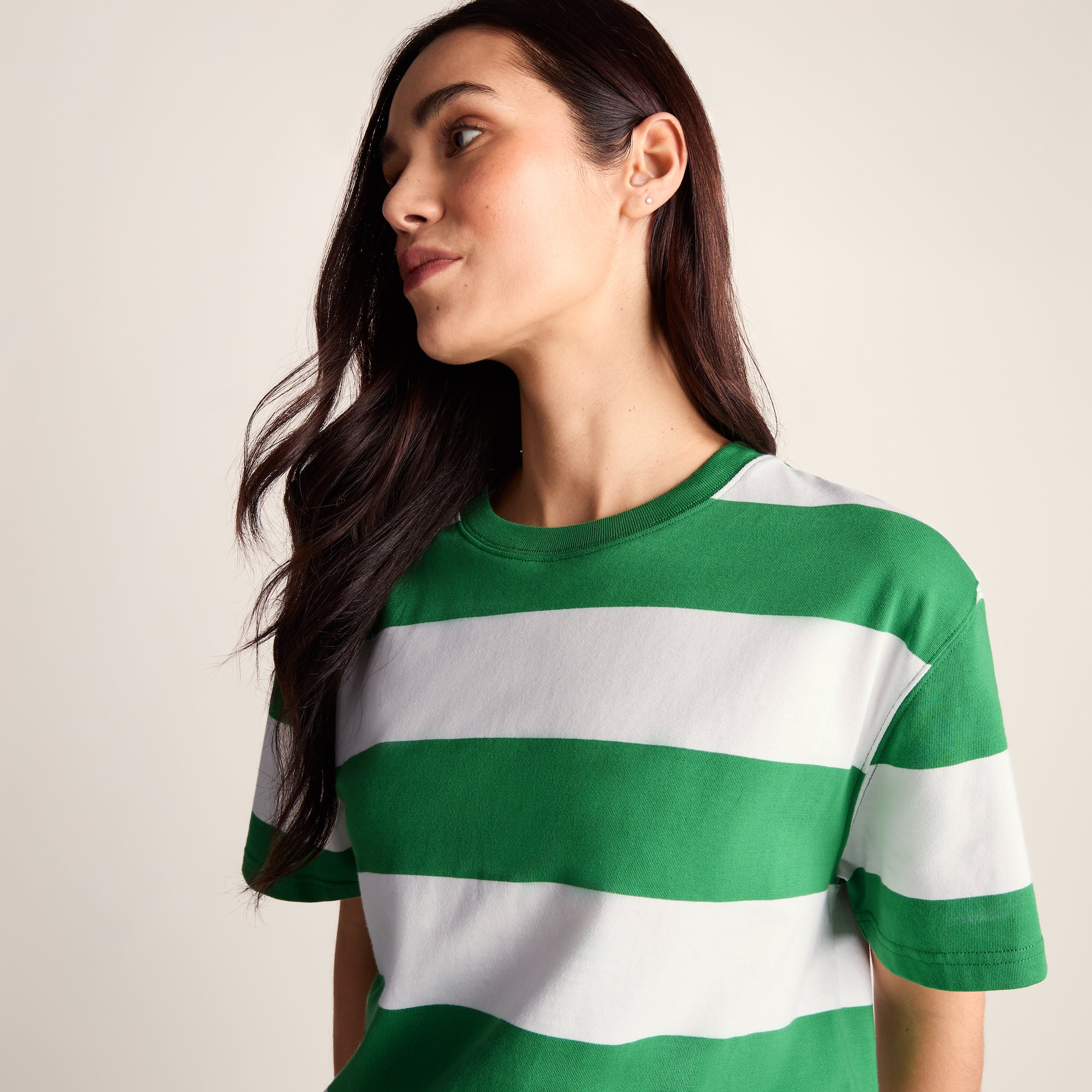 Lani Womens 100% Cotton Supersoft Boxy Fit T-Shirt - Sage Stripe - Image 5