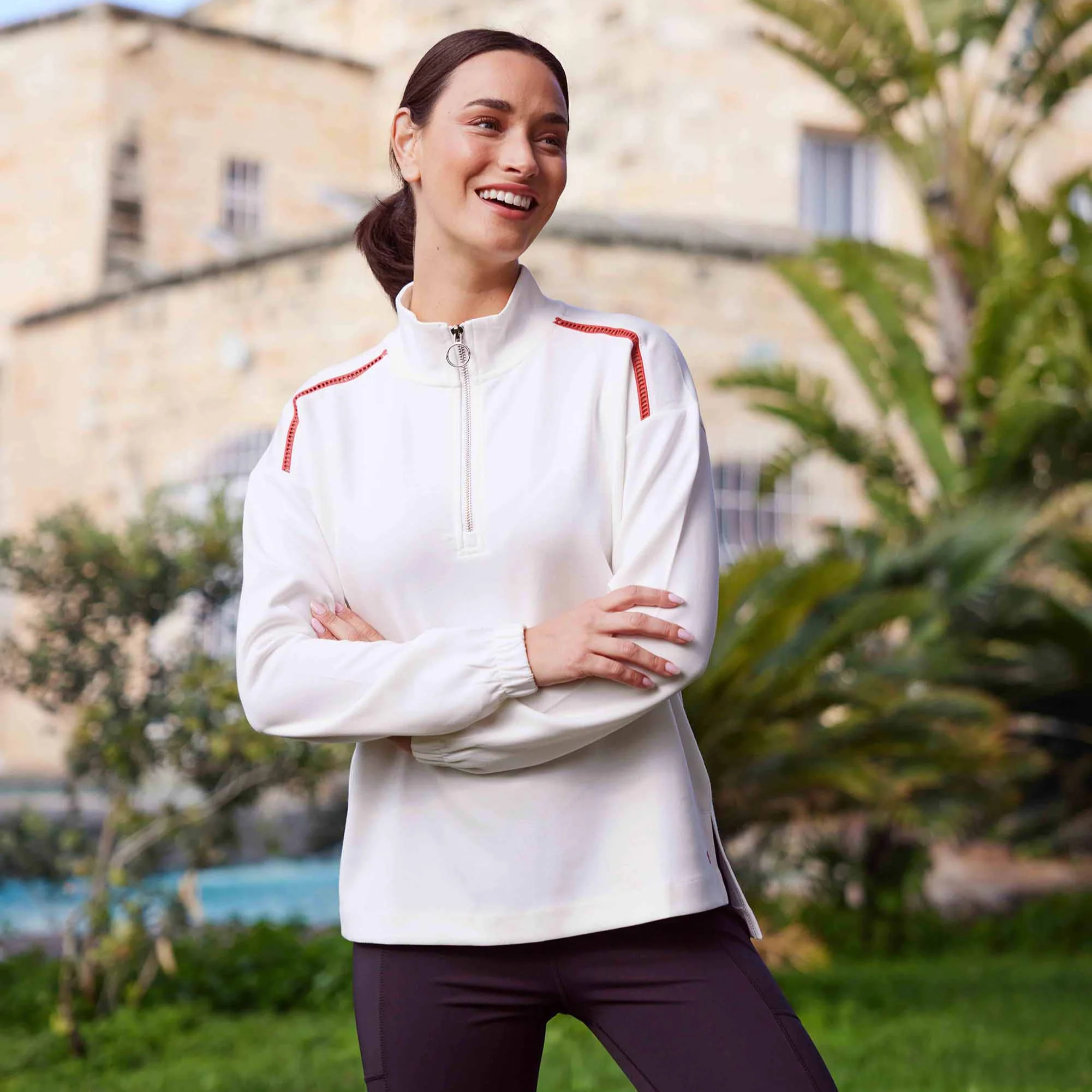 Larelle Womens Half Zip Sweatshirt - Vanilla - Image 2