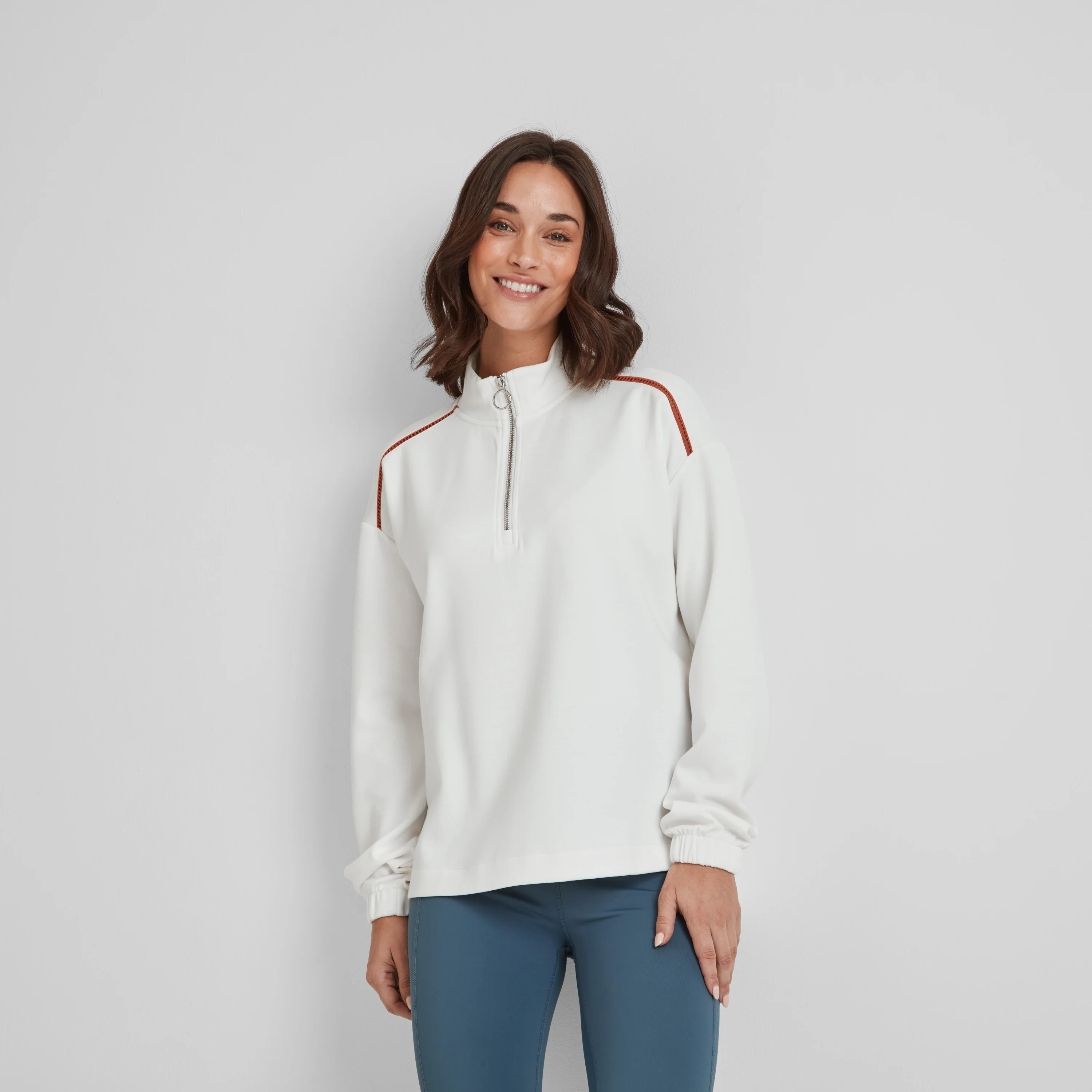 Larelle Womens Half Zip Sweatshirt - Vanilla - Image 4