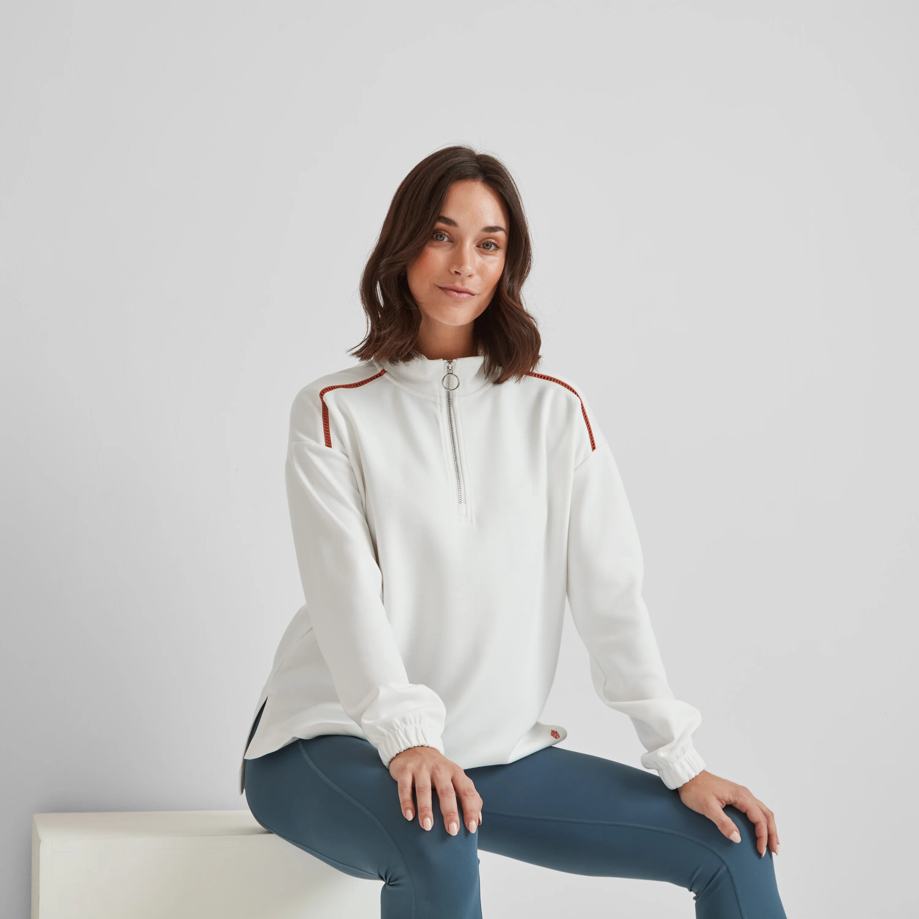 Larelle Womens Half Zip Sweatshirt - Vanilla - Image 6