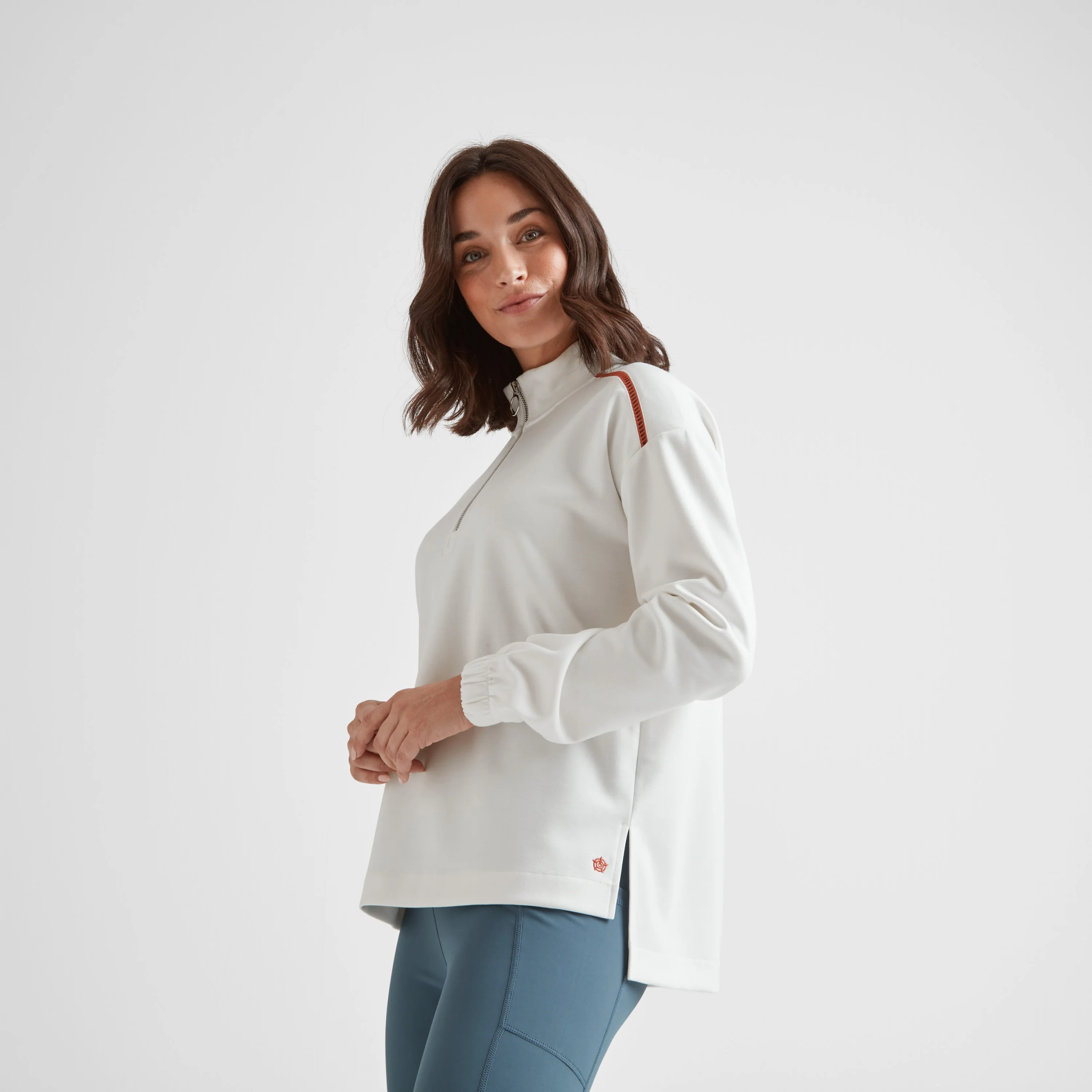 Larelle Womens Half Zip Sweatshirt - Vanilla - Image 7