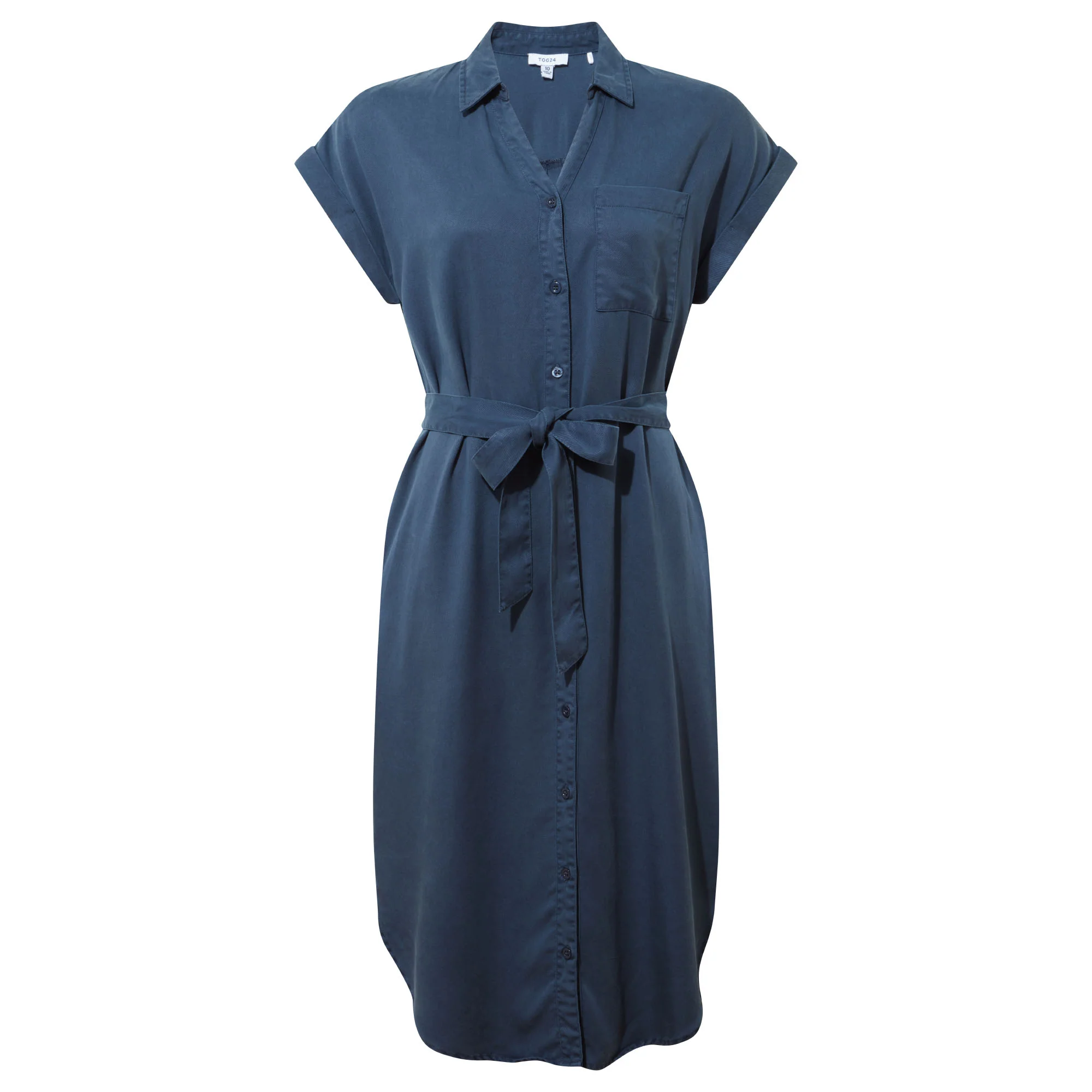 Lenira Womens Relaxed Fit Luxurious Tencel Lyocell Shirt Dress - Dark Denim - Image 6
