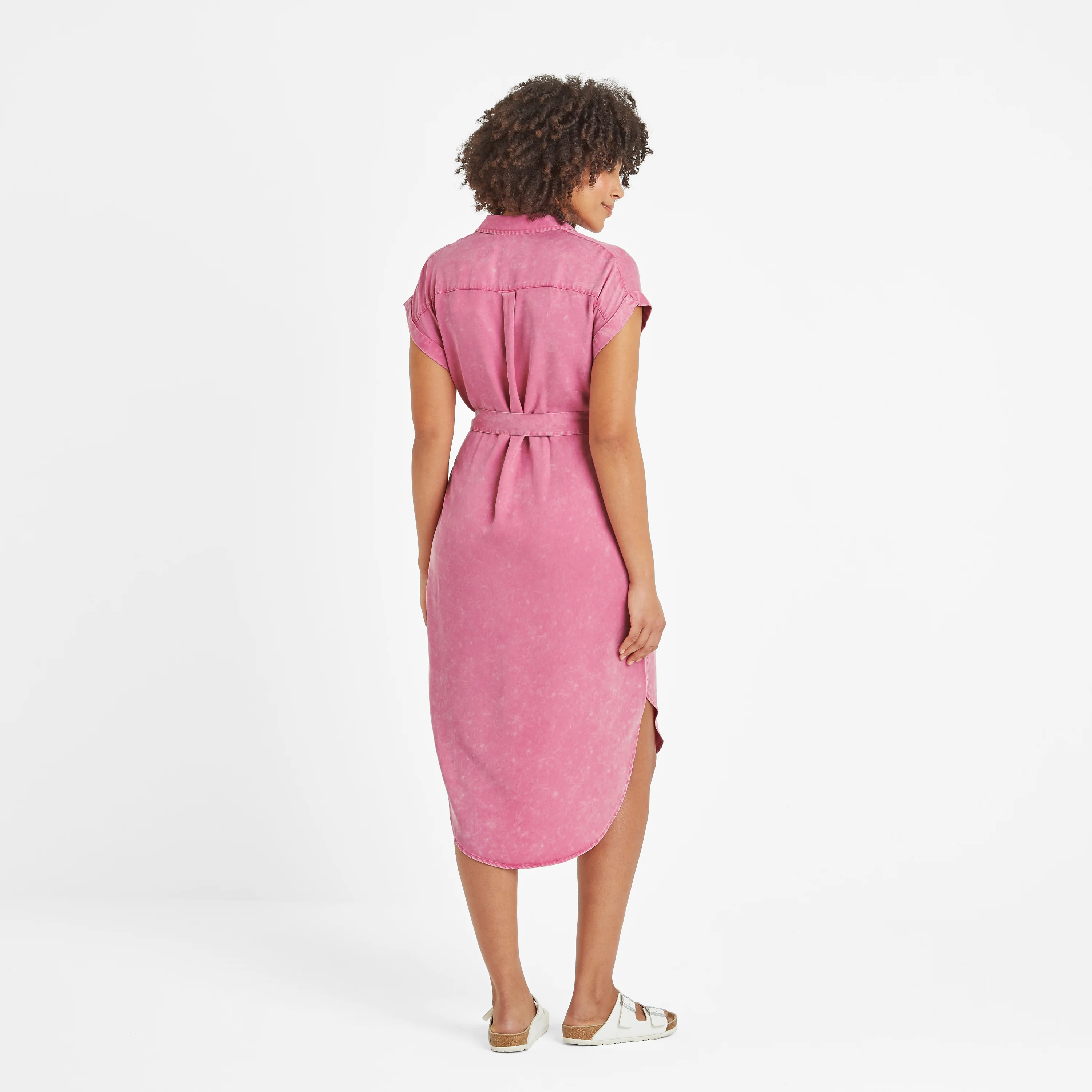 Lenira Womens Relaxed Fit Luxurious Tencel Lyocell Shirt Dress - Rose Quartz - Image 2