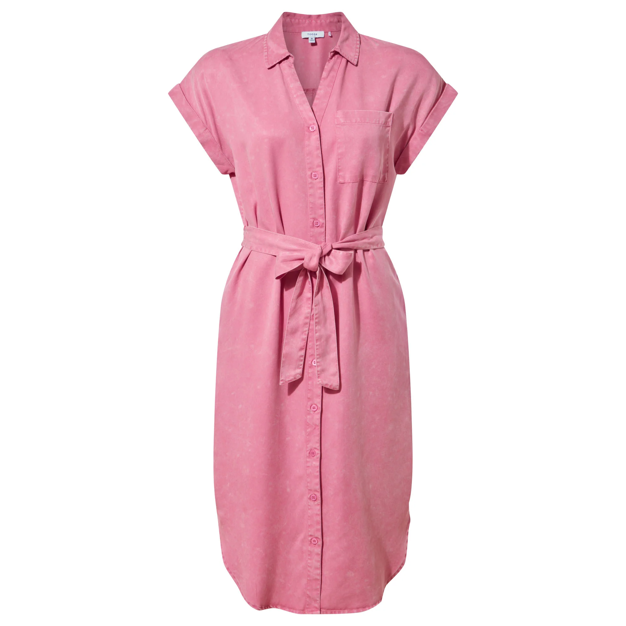 Lenira Womens Relaxed Fit Luxurious Tencel Lyocell Shirt Dress - Rose Quartz - Image 9