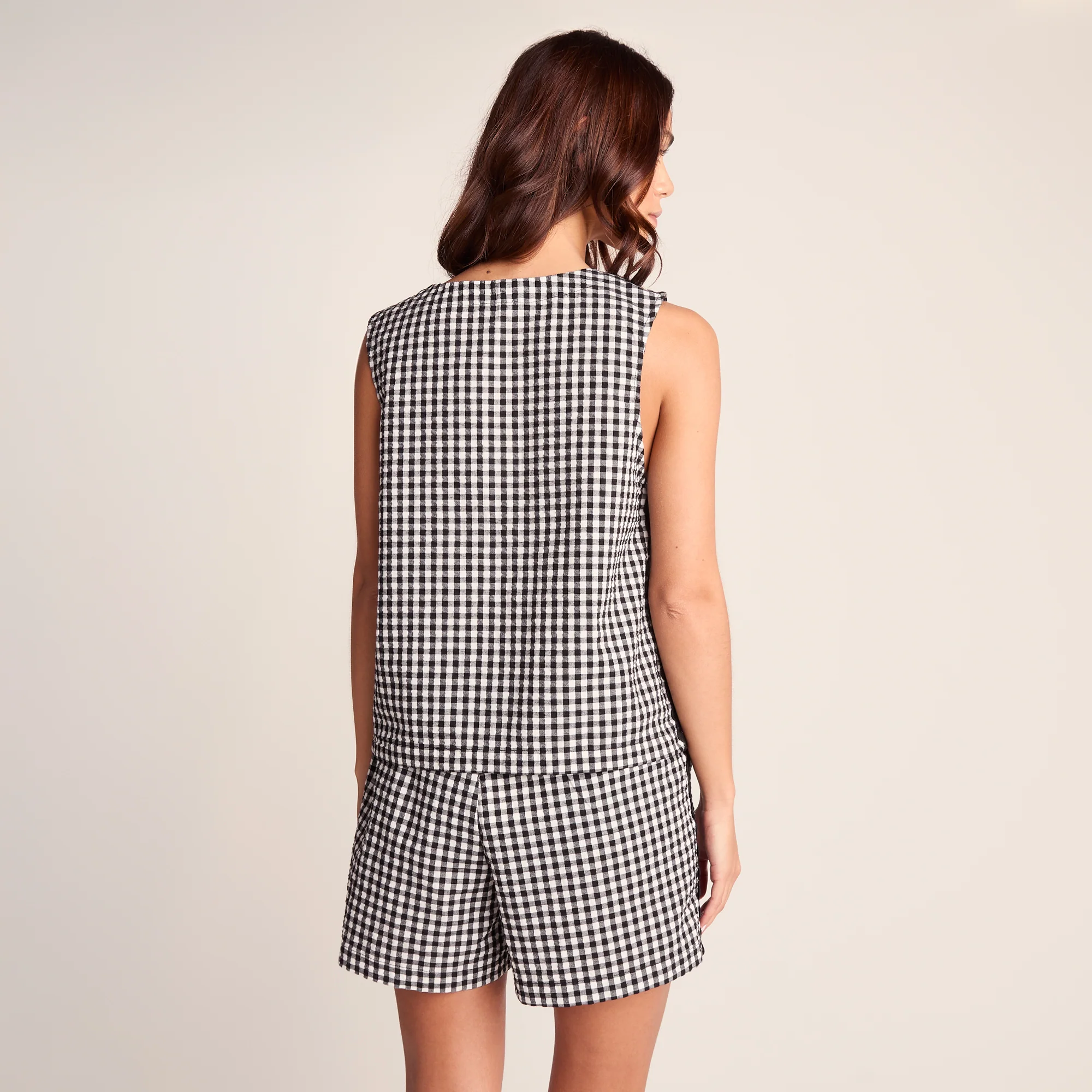 Lila Womens Short Sleeve Gingham Check Shirt - Black Check - Image 3