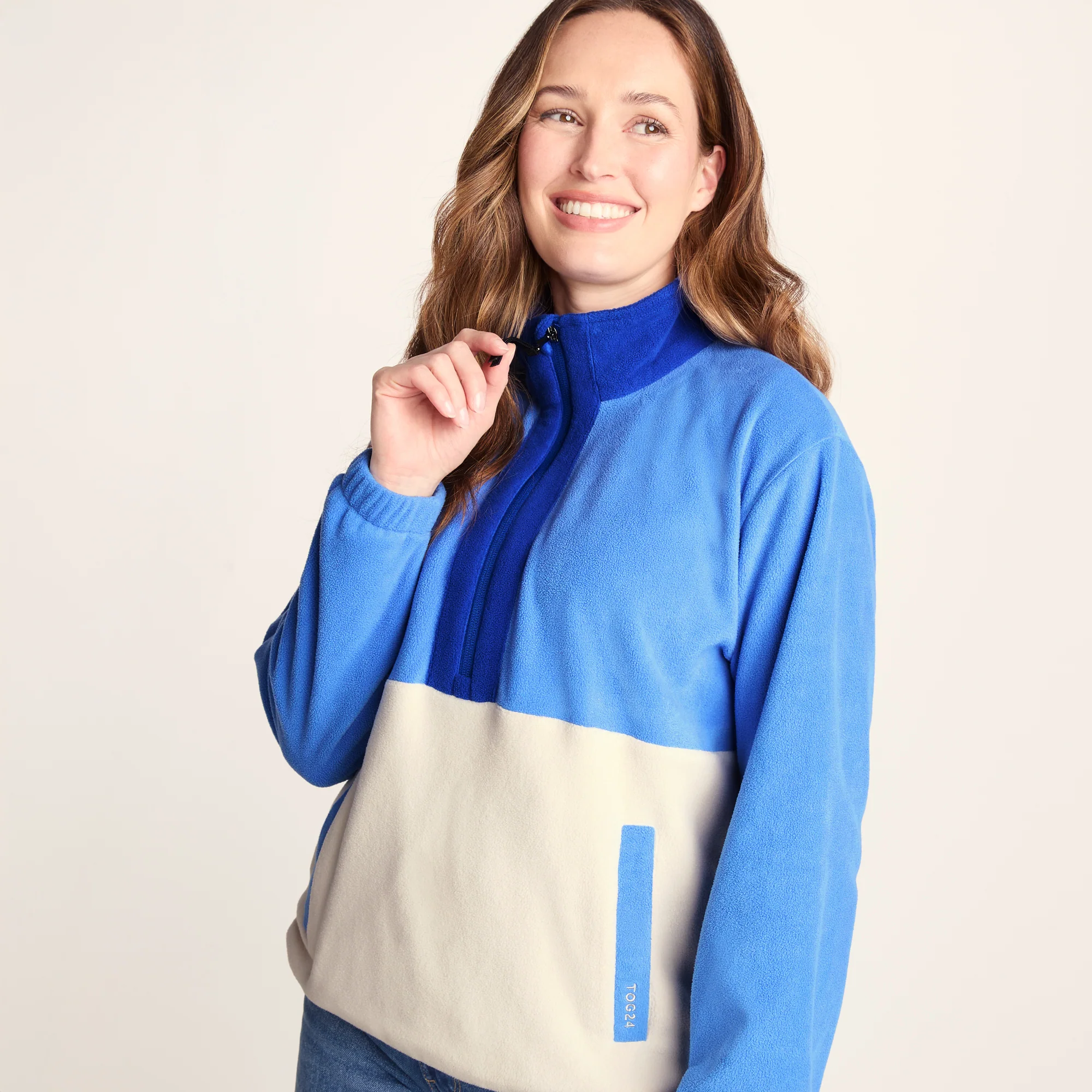 Lowca Womens Relaxed Fit 1/2 Zip Microfleece - Cornflower Blue - Image 5