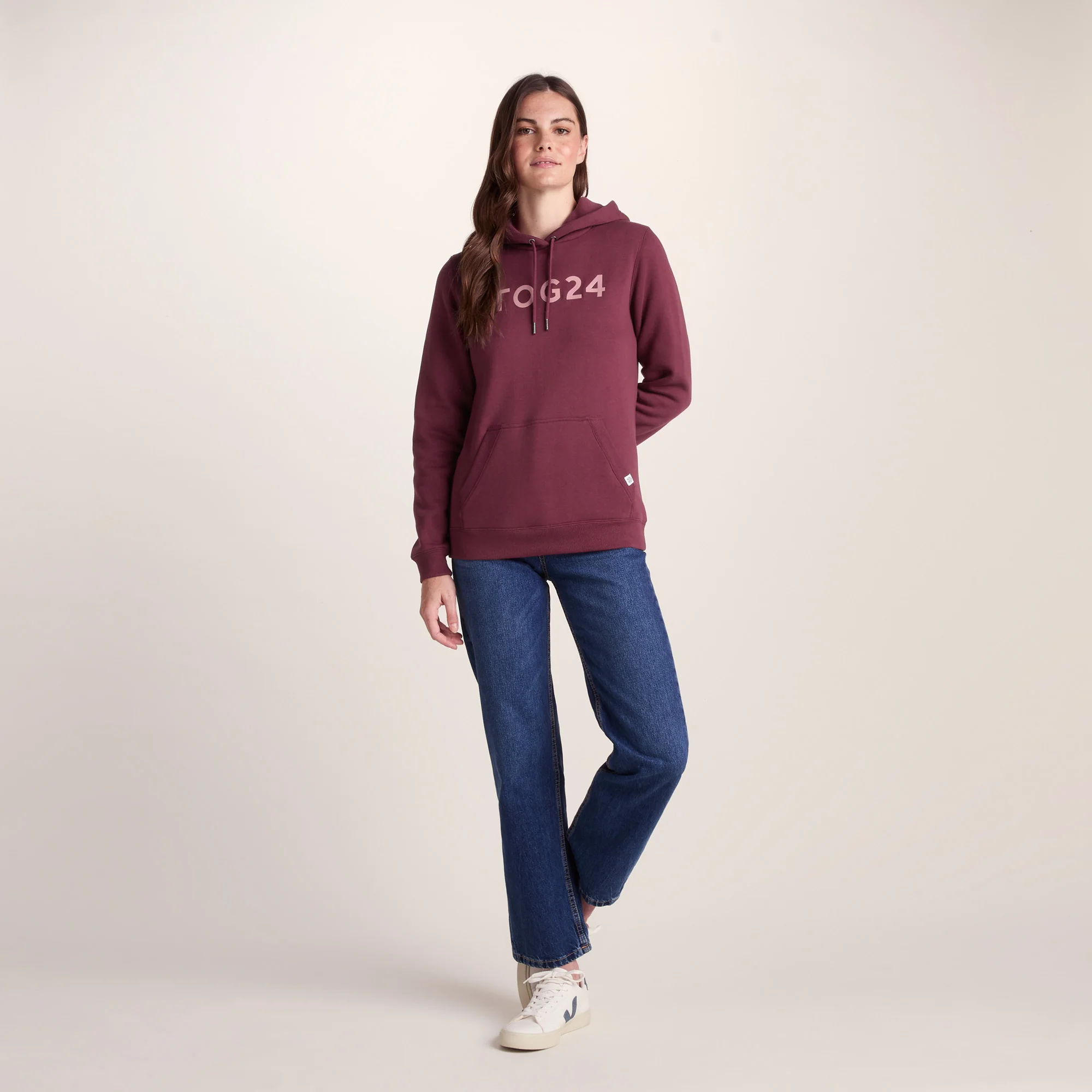 Magdalen Womens Supersoft Overhead Hoody - Burgundy - Image 2