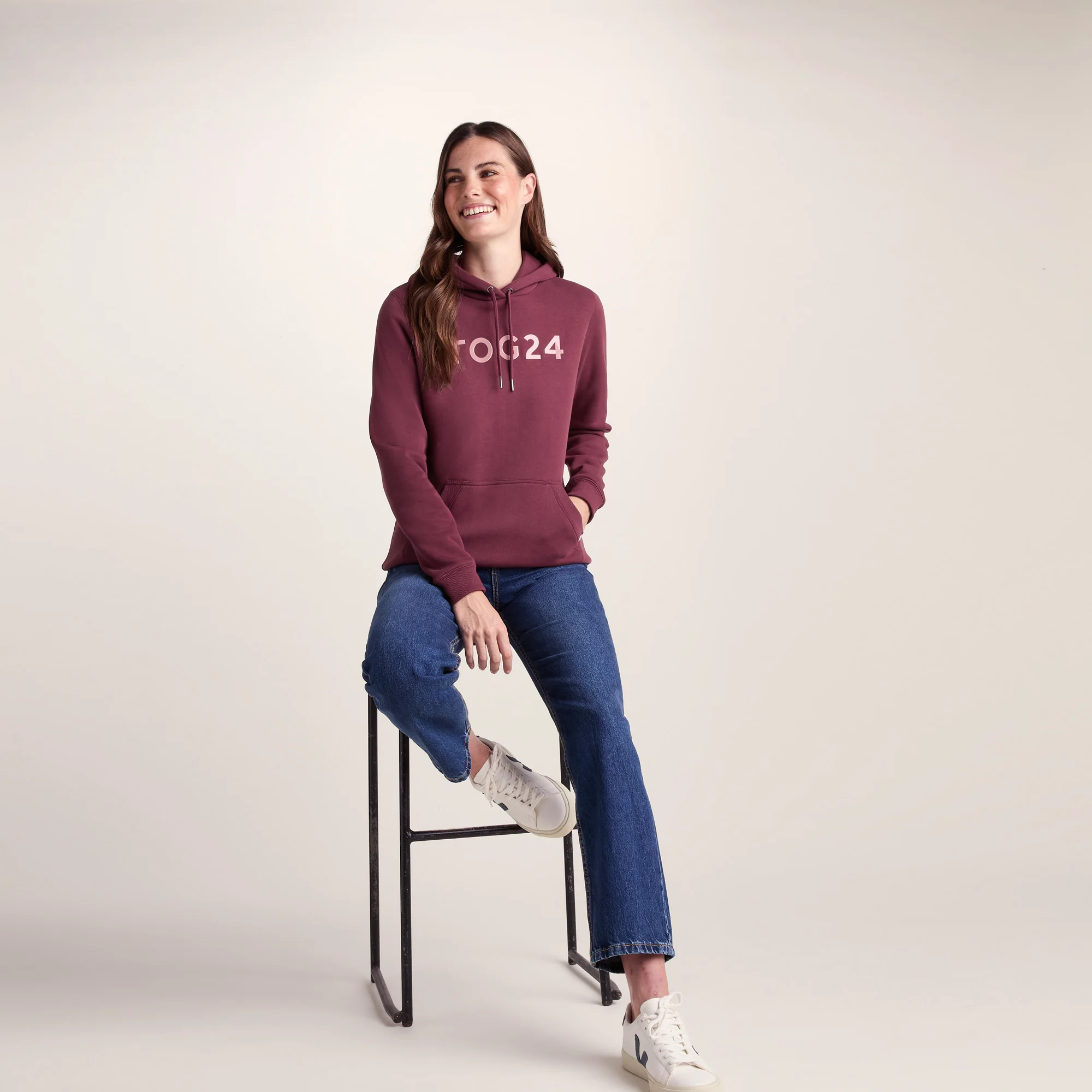 Magdalen Womens Supersoft Overhead Hoody - Burgundy - Image 5