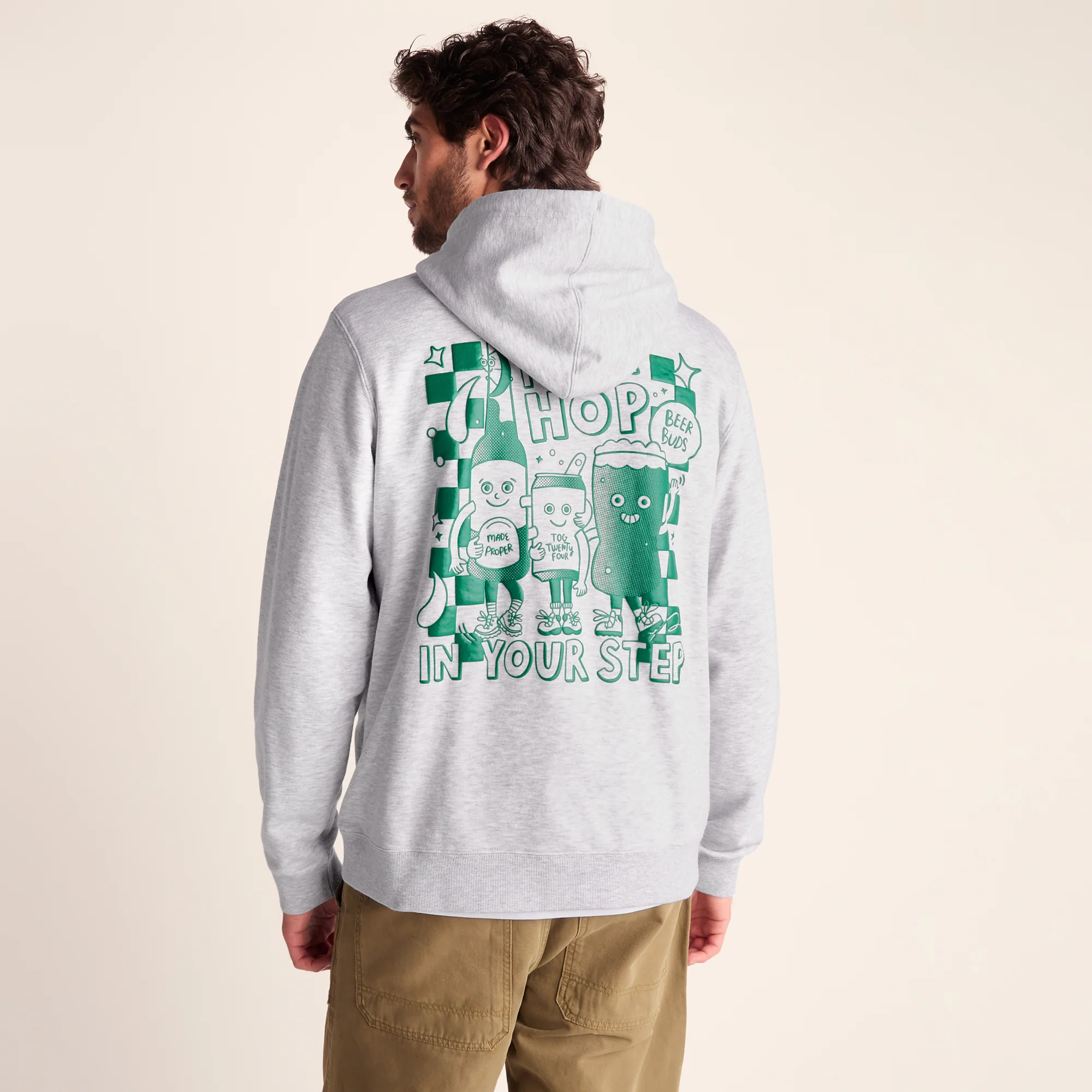 Malley Mens Relaxed Fit Supersoft Hattie Clark Hoody - Light Grey Marl - Image 3