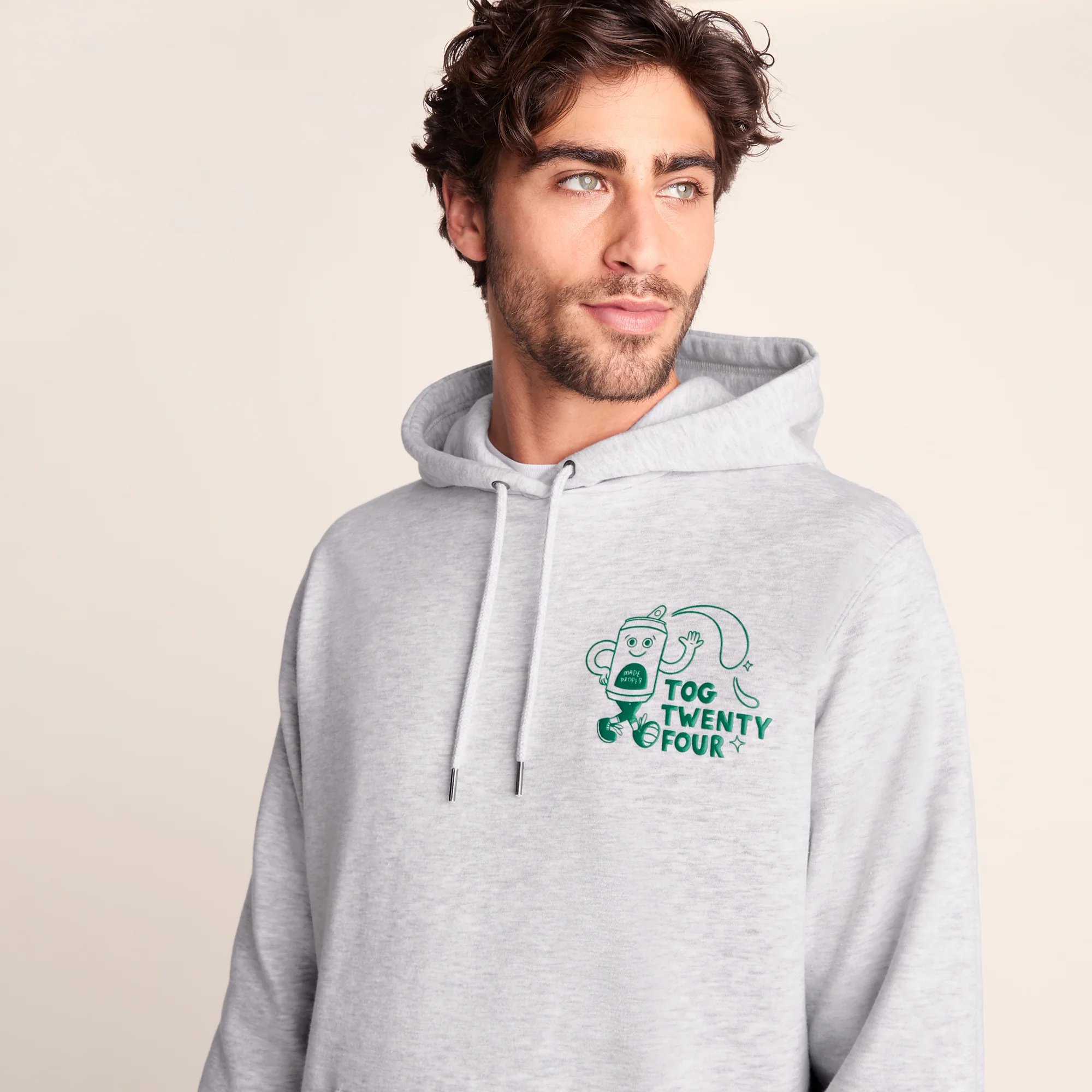 Malley Mens Relaxed Fit Supersoft Hattie Clark Hoody - Light Grey Marl - Image 5