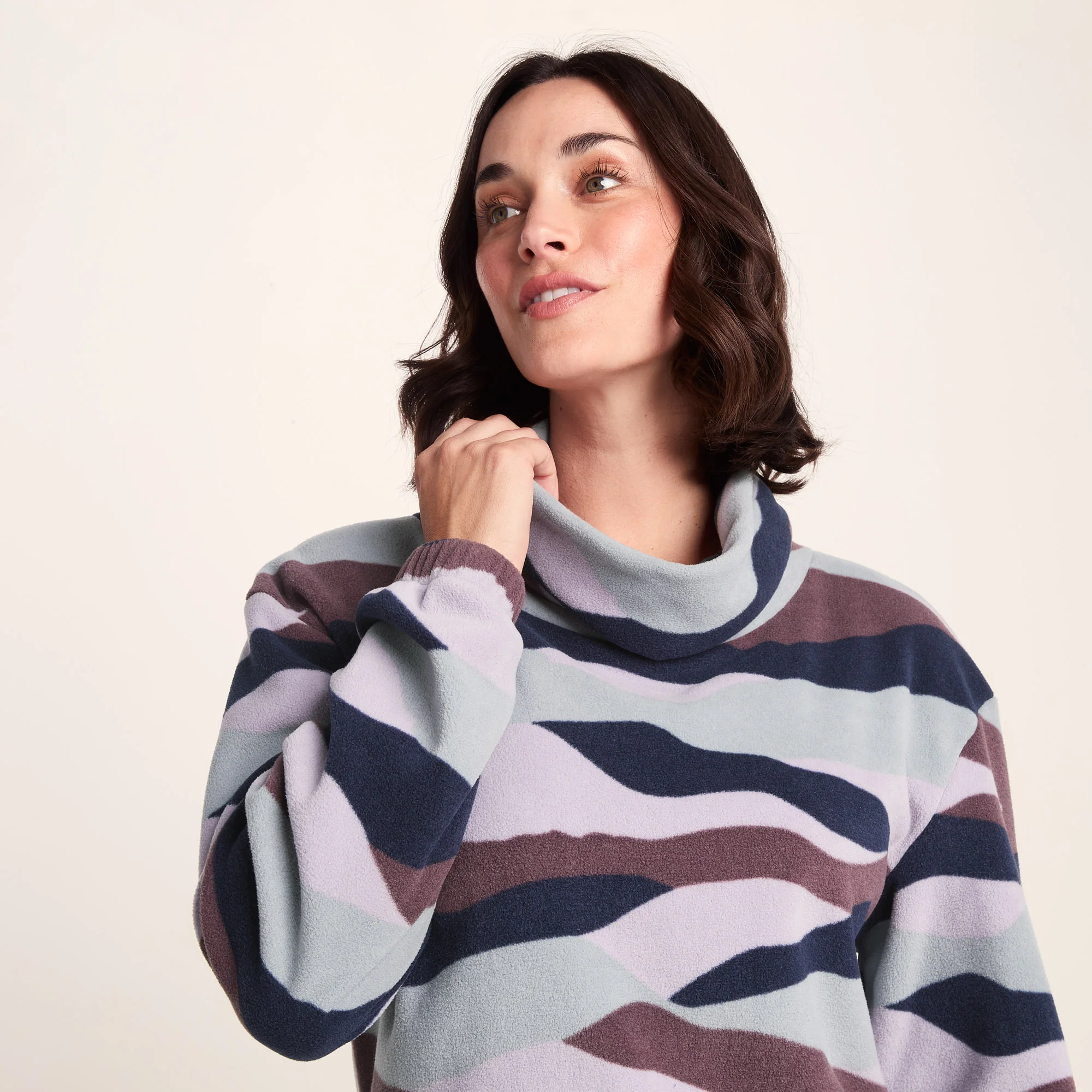 March Womens Relaxed Fit Microfleece Pullover - Landscape Print - Image 3