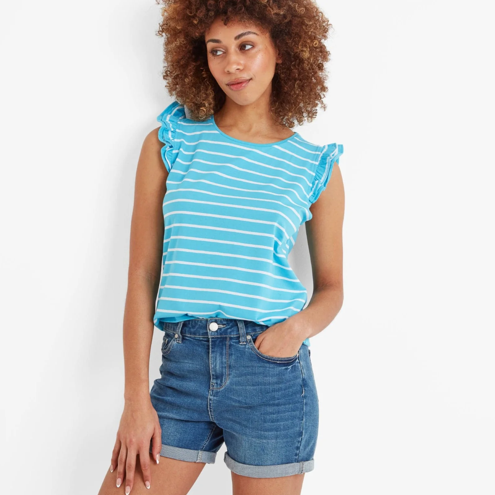 Maribel Womens Vest - Blue Tide Stripe - Image 2