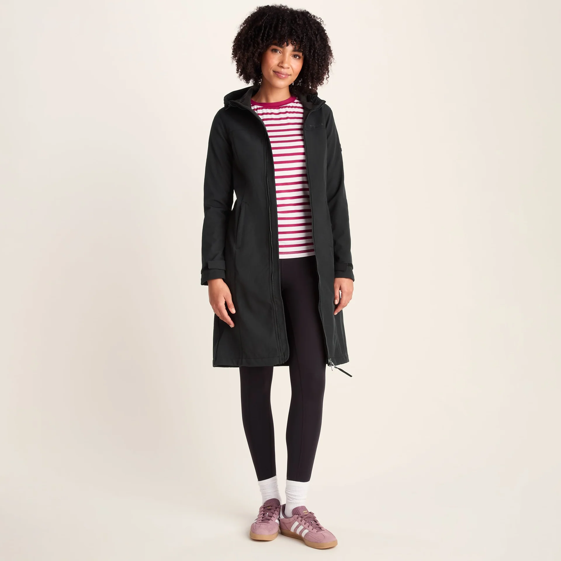 Marina Womens Long Water Resistant Softshell Jacket - Black