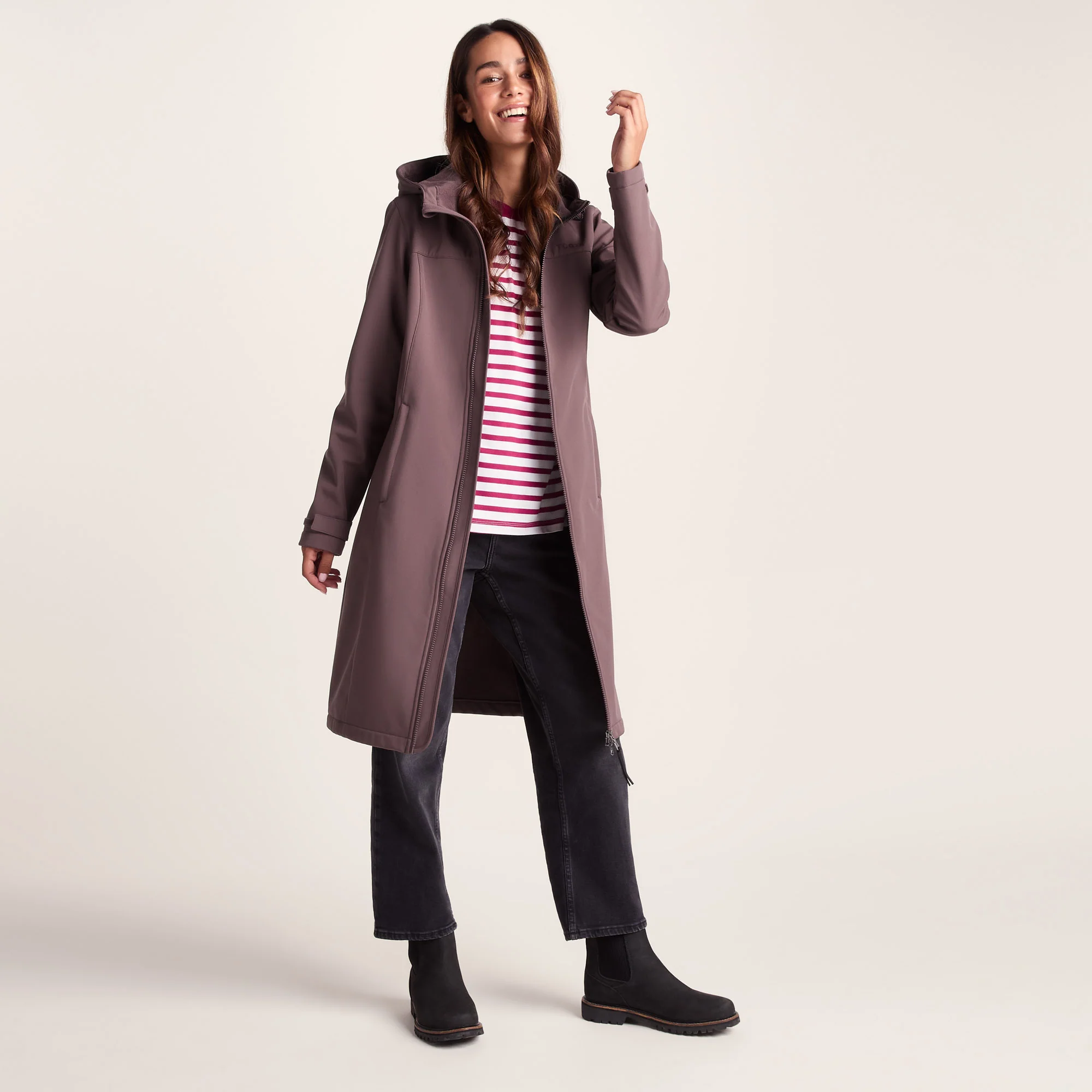 Marina Womens Long Water Resistant Softshell Jacket - Dark Mauve
