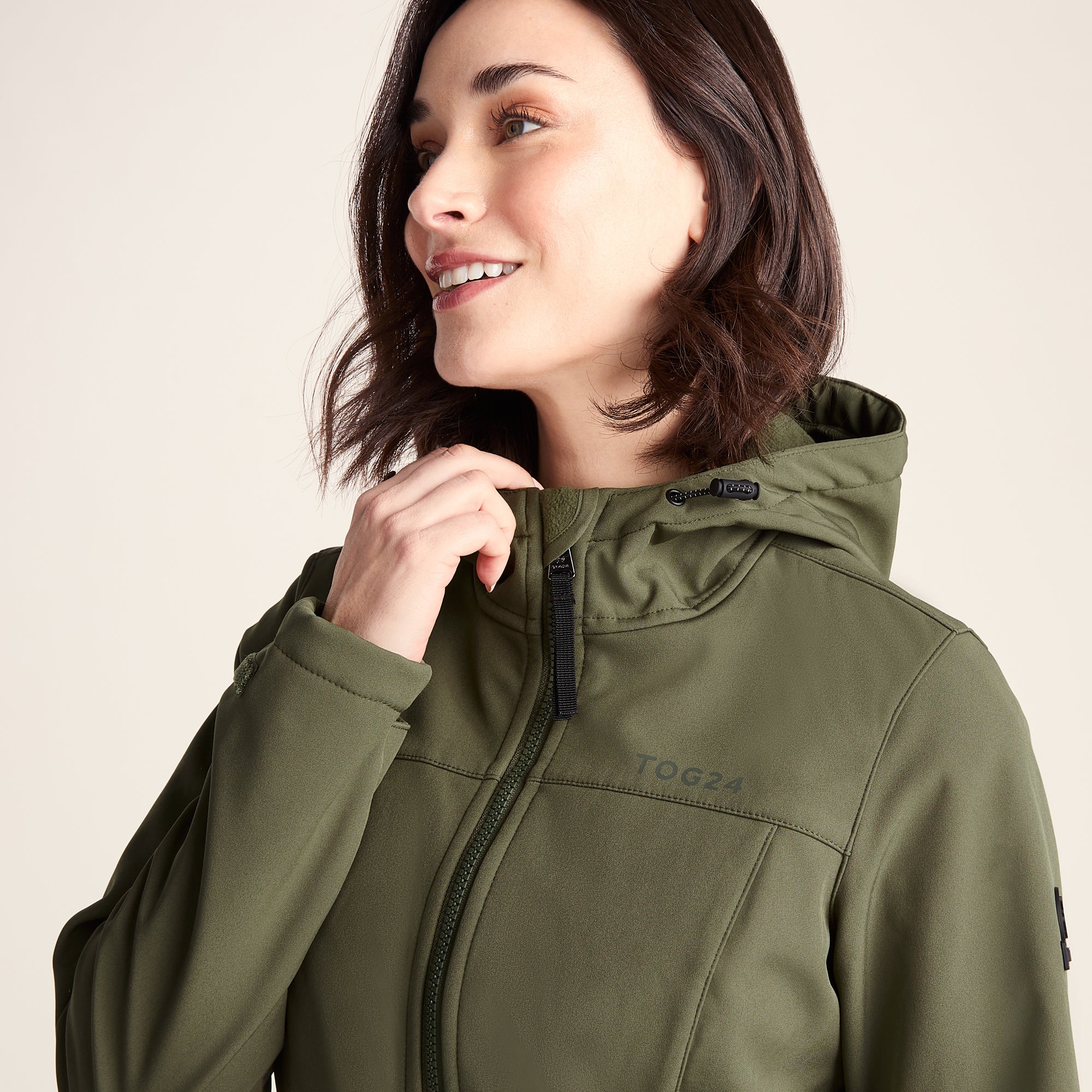 Marina Womens Long Water Resistant Softshell Jacket - Khaki - Image 6