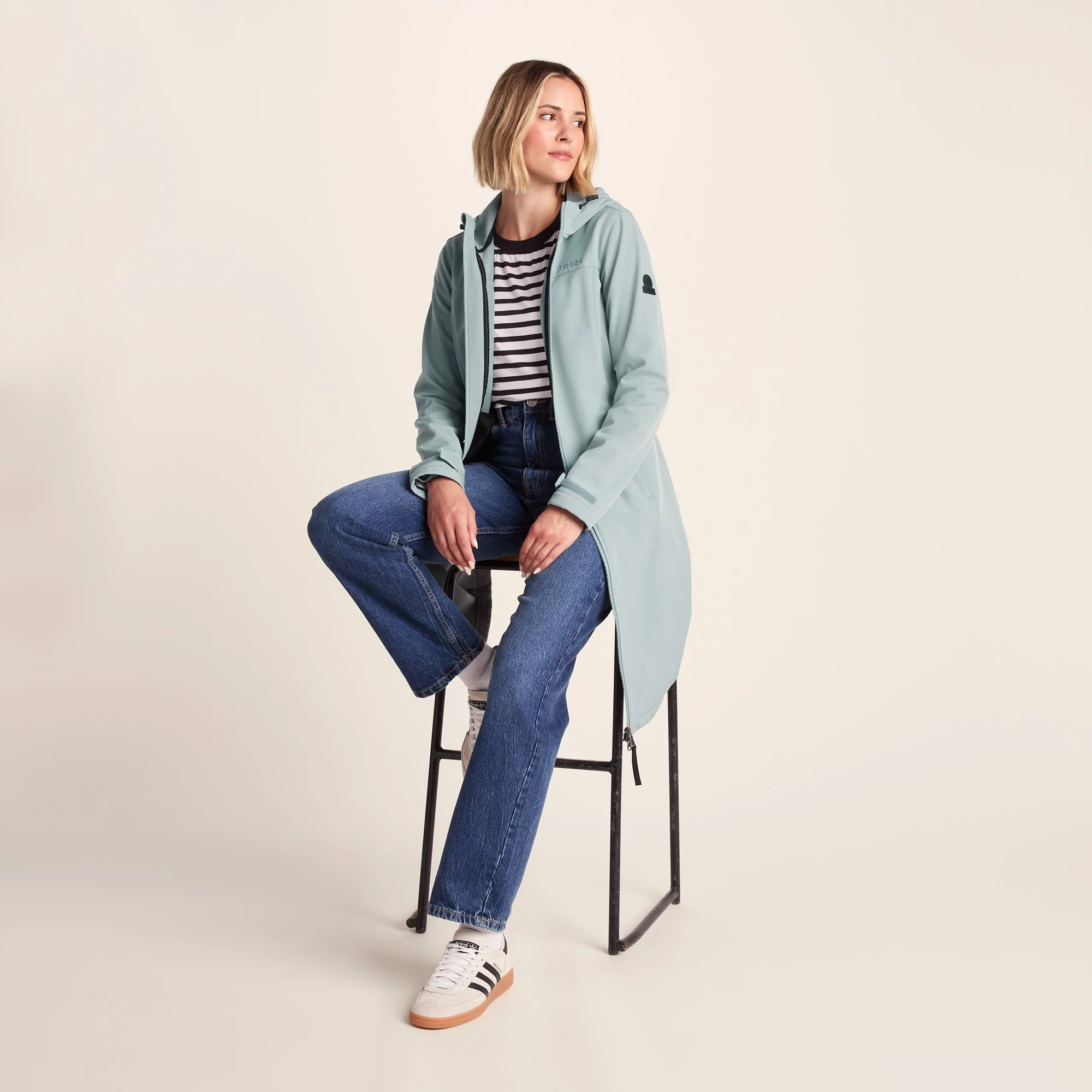 Marina Womens Long Water Resistant Softshell Jacket - Misty Grey - Image 4