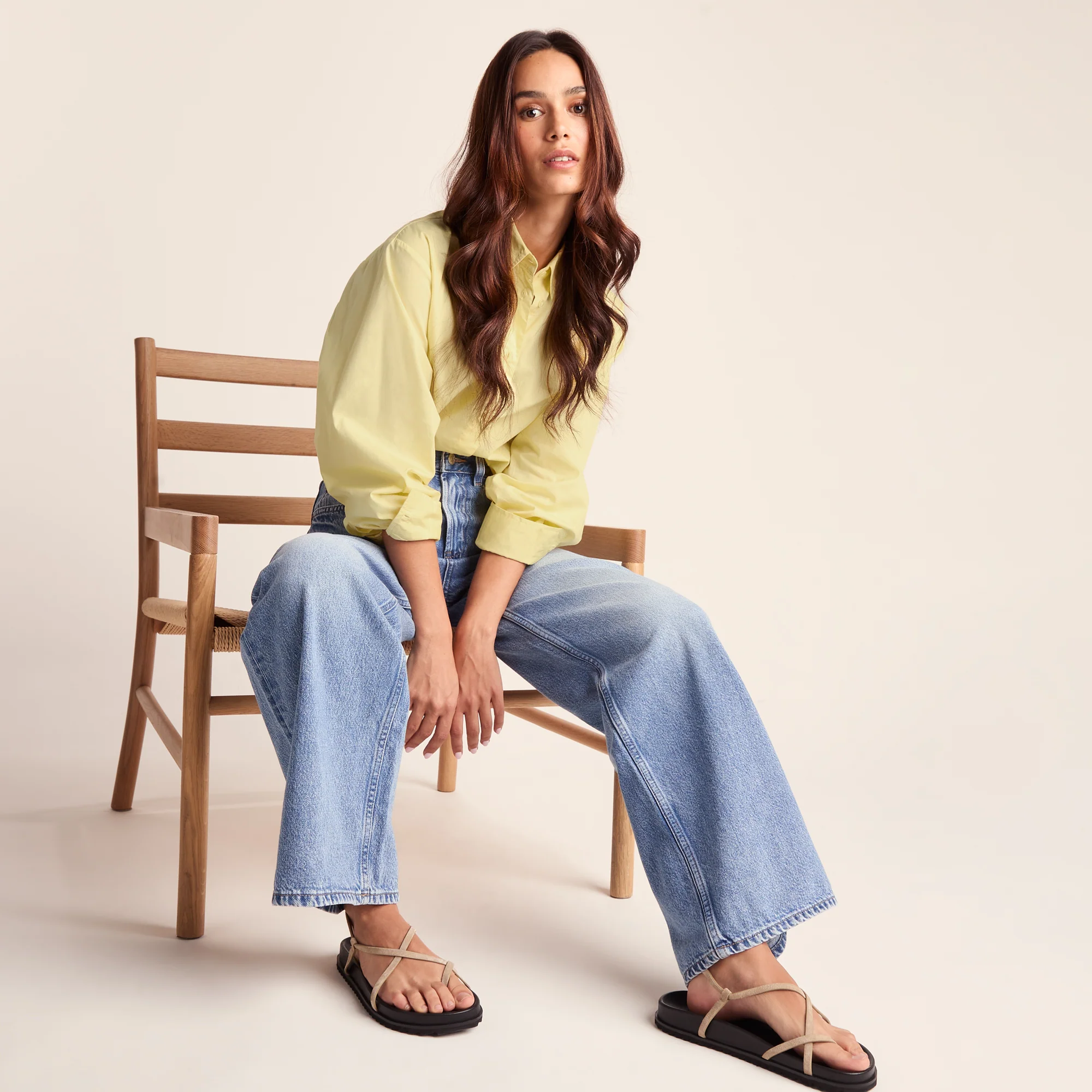 Marnie Womens 100% Cotton Oversized Shirt - Butter Yellow - Image 4