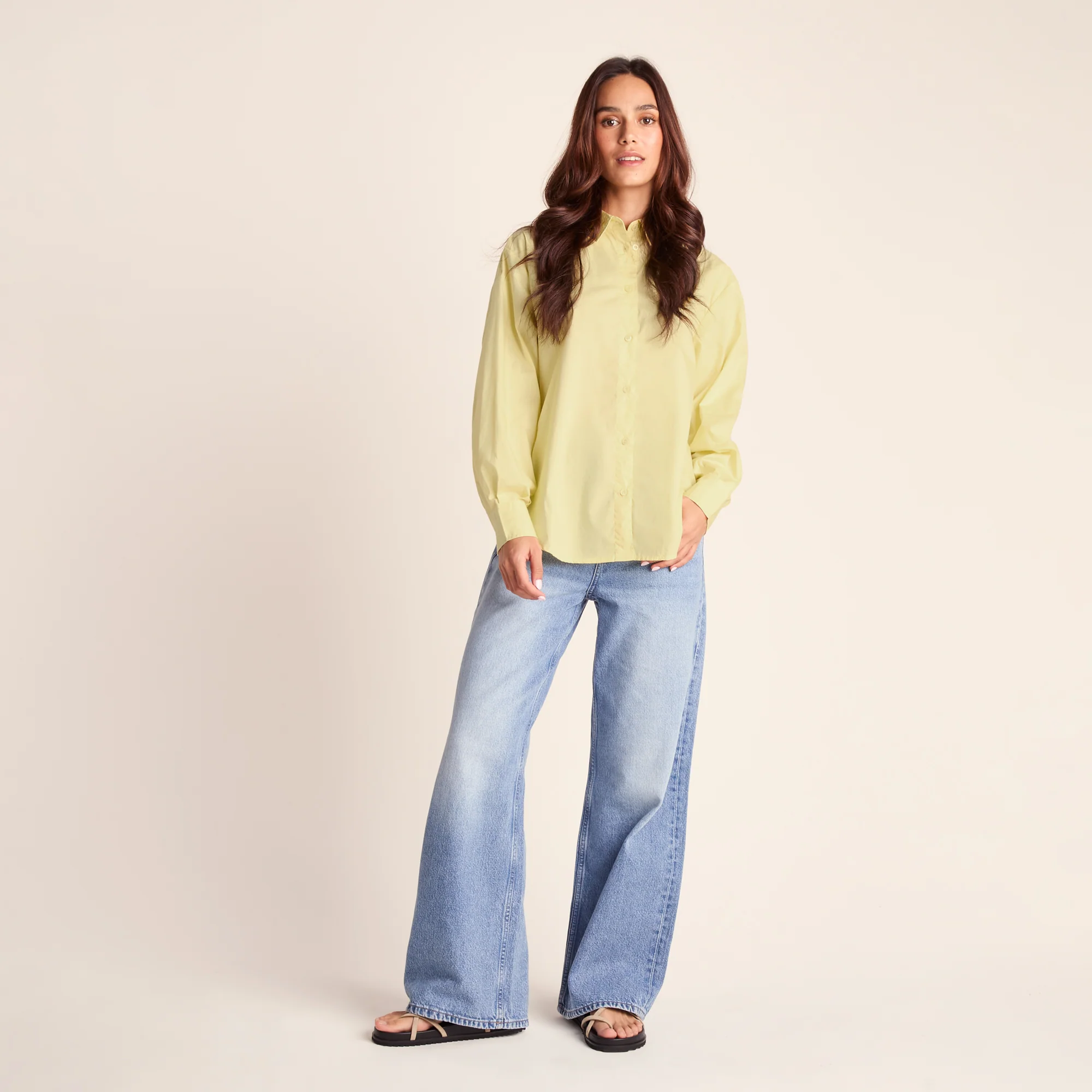 Marnie Womens 100% Cotton Oversized Shirt - Butter Yellow - Image 6