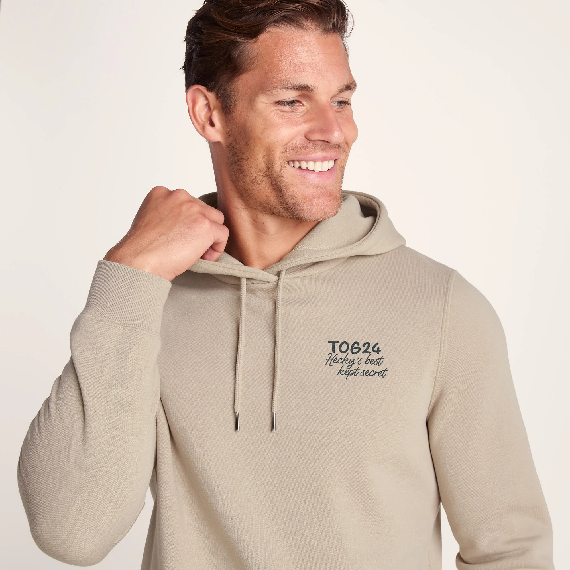 Marsden Mens Supersoft Knit Look Fleece Hoody - Hazelnut - Image 3