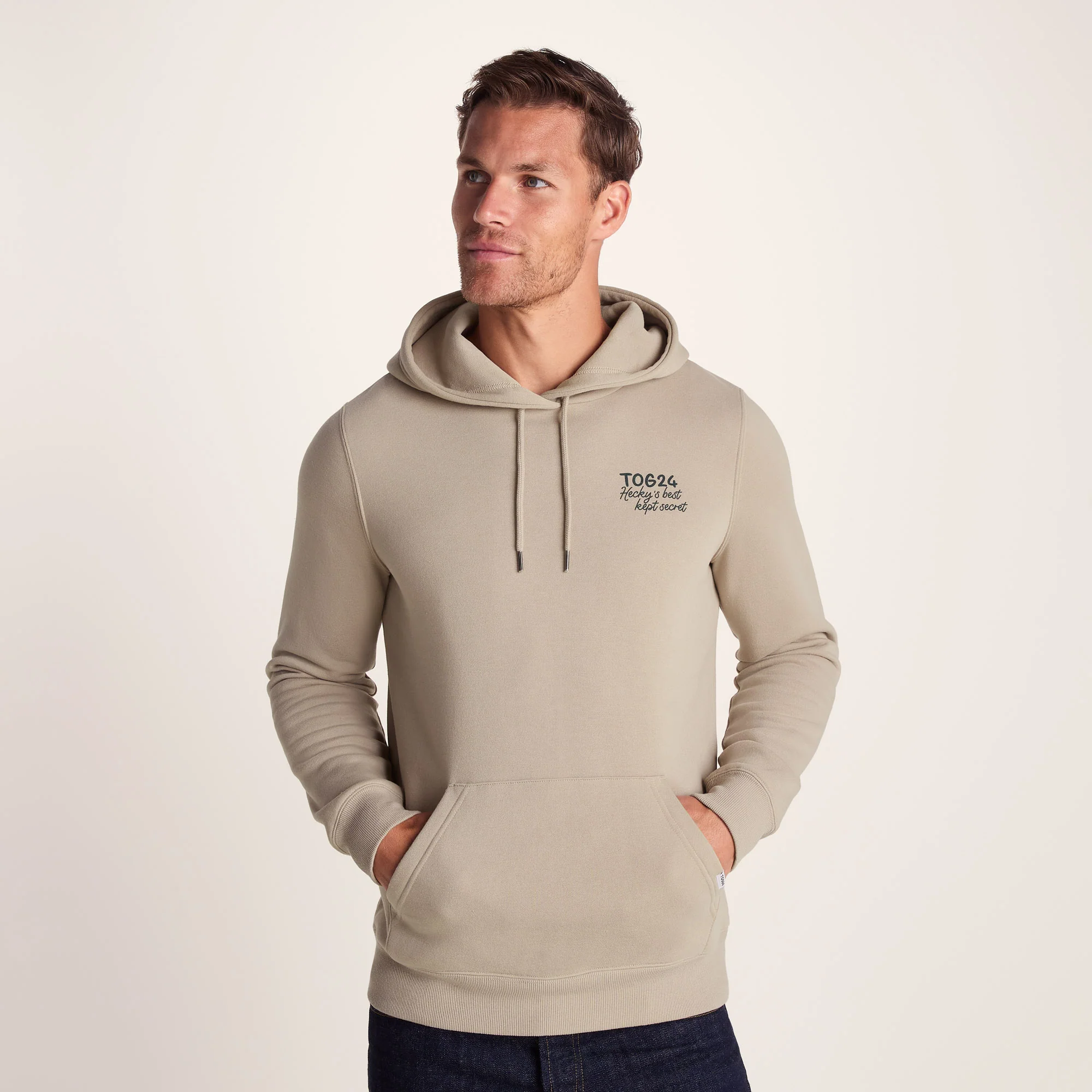 Marsden Mens Supersoft Knit Look Fleece Hoody - Hazelnut - Image 5