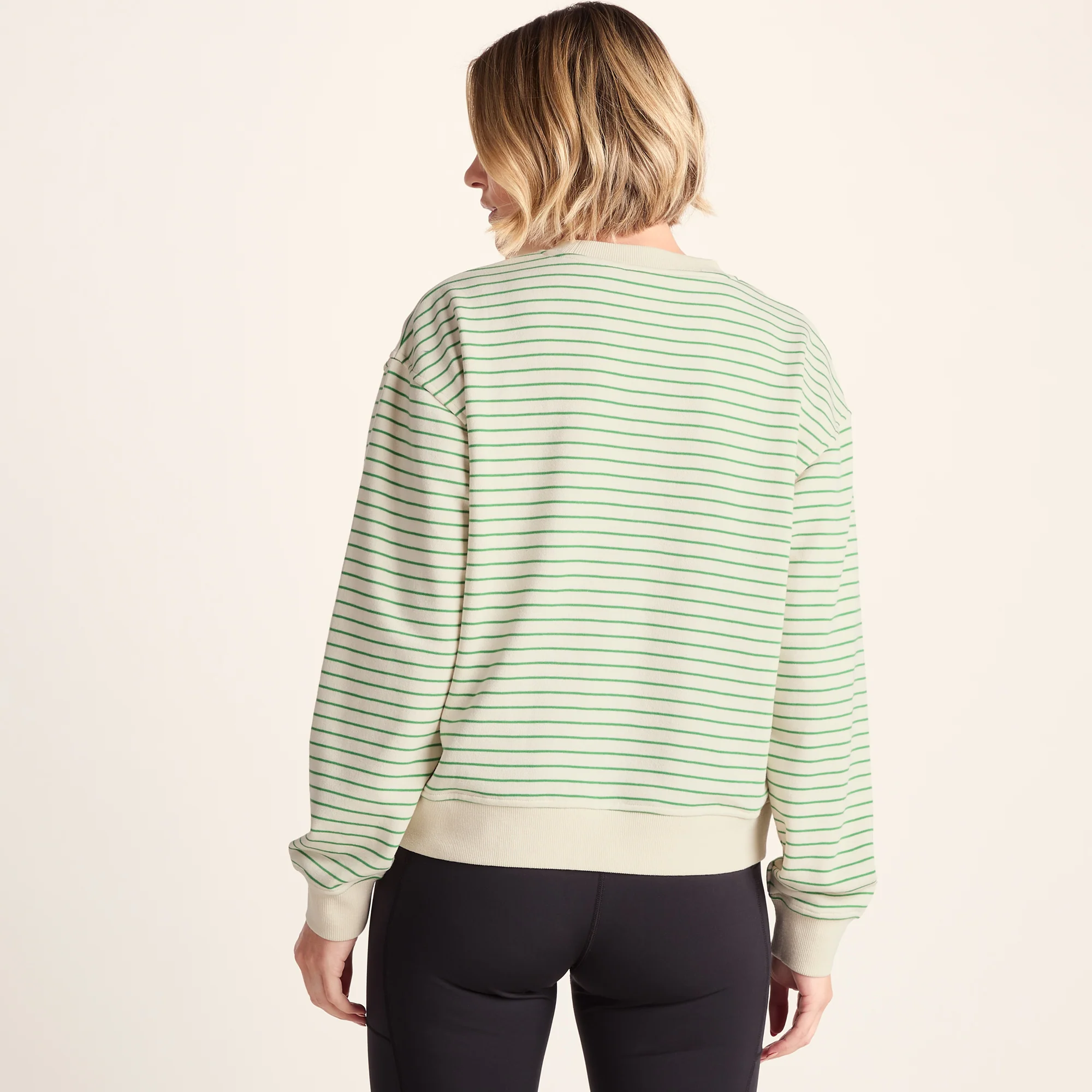 Marsella Womens Relaxed Fit Supersoft Sweat - Basil Green Stripe - Image 3