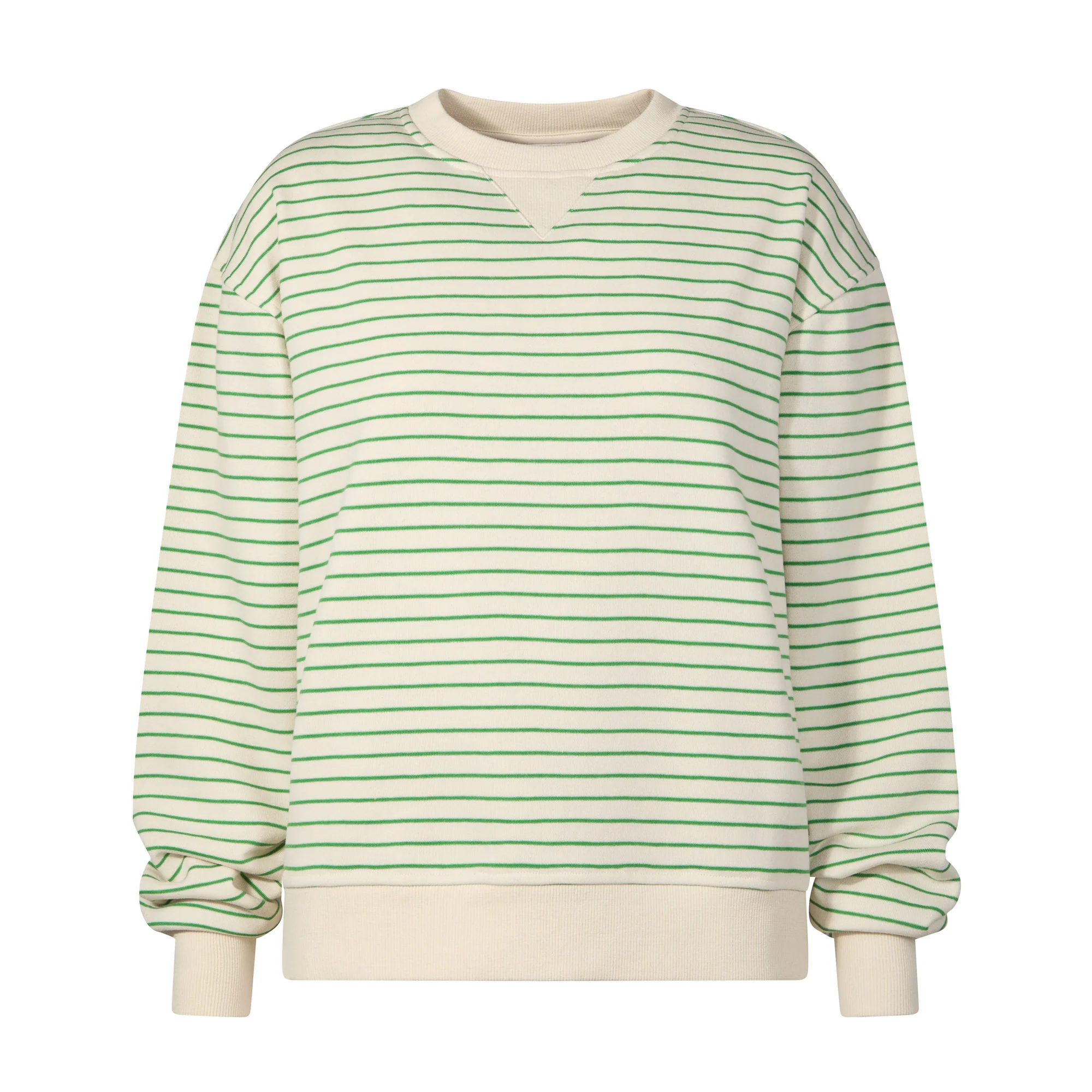 Marsella Womens Relaxed Fit Supersoft Sweat - Basil Green Stripe - Image 7