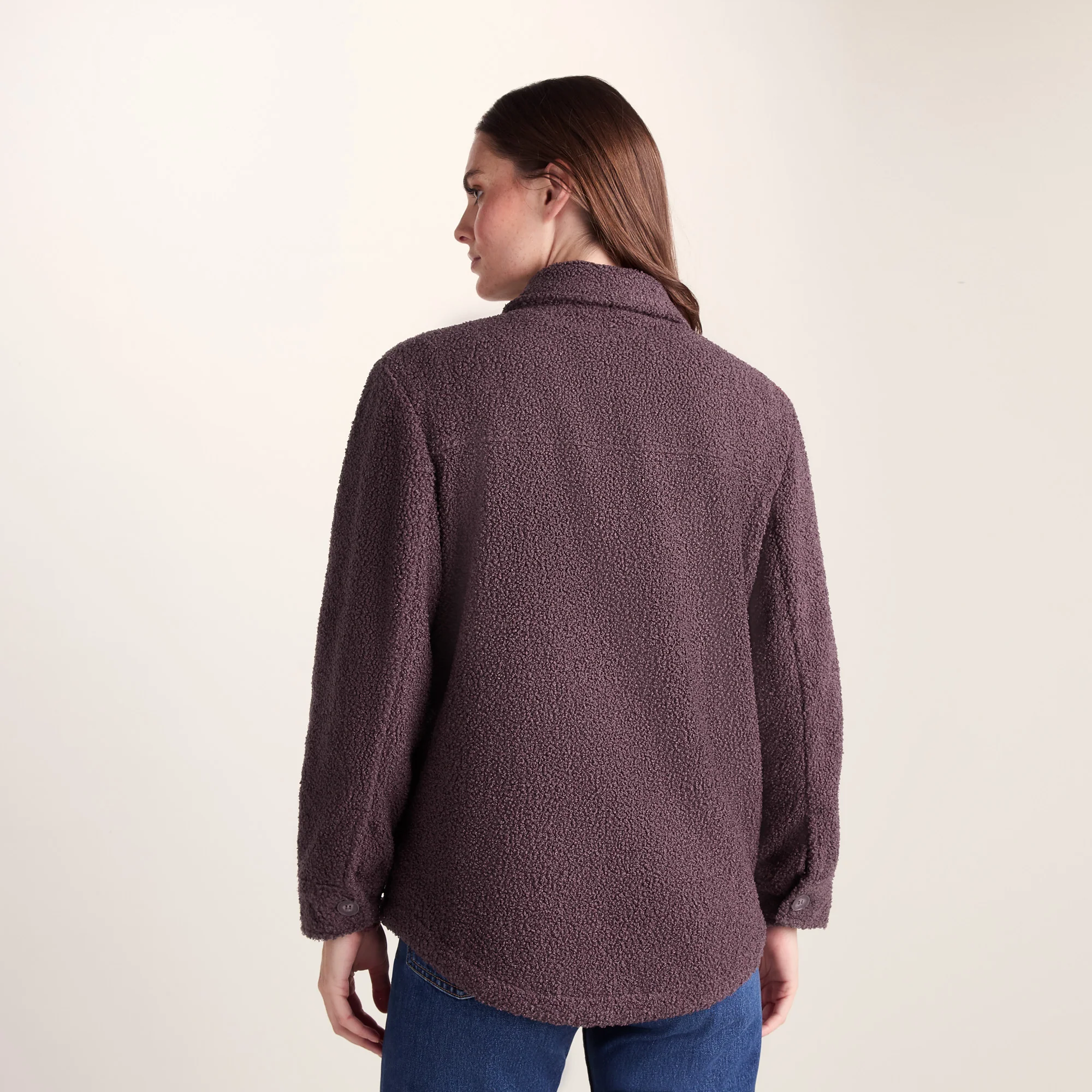 Maxine Womens Supersoft Sherpa Fleece Shacket - Dark Mauve - Image 3