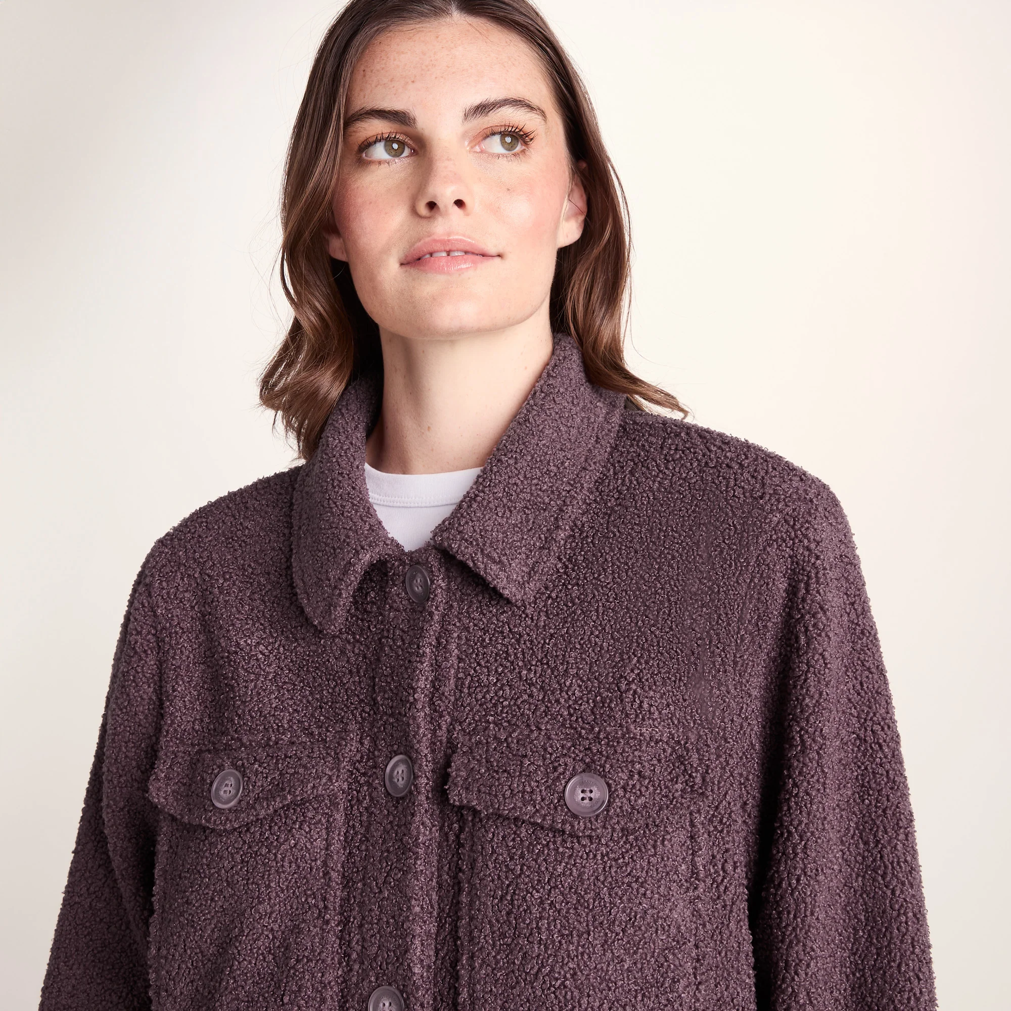 Maxine Womens Supersoft Sherpa Fleece Shacket - Dark Mauve - Image 6