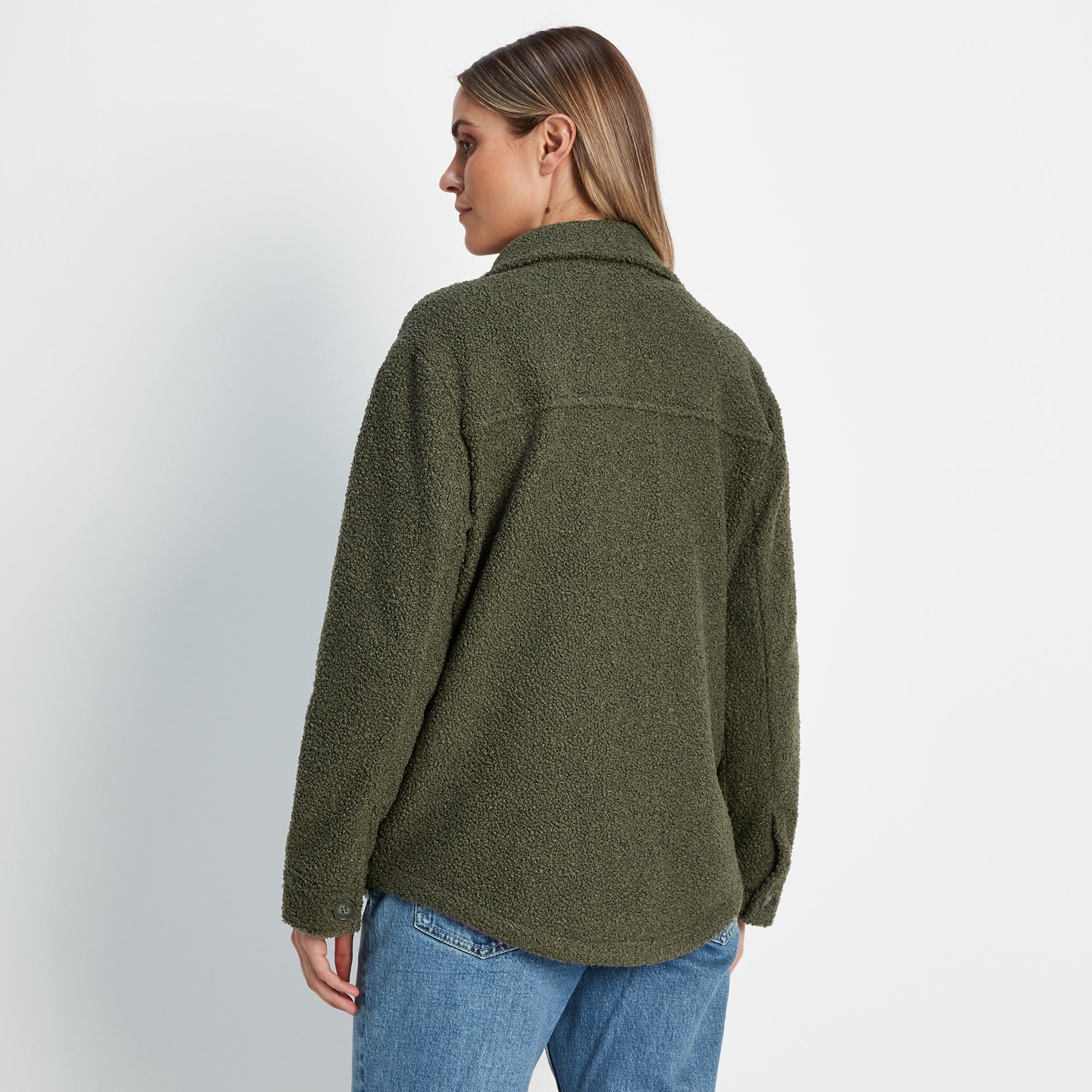 Maxine Womens Supersoft Sherpa Fleece Shacket - Khaki - Image 4