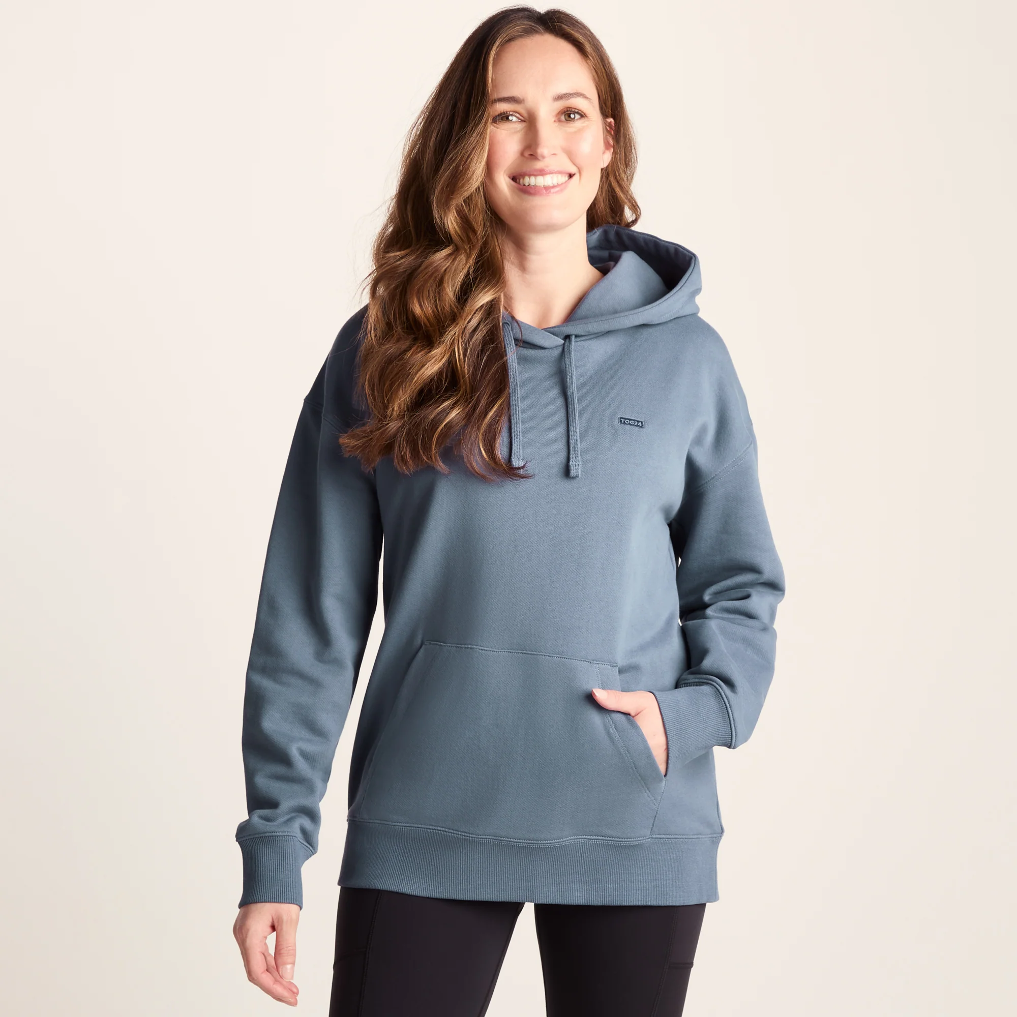 Meera Womens 100% Cotton Oversized Hoody - Smokey Blue