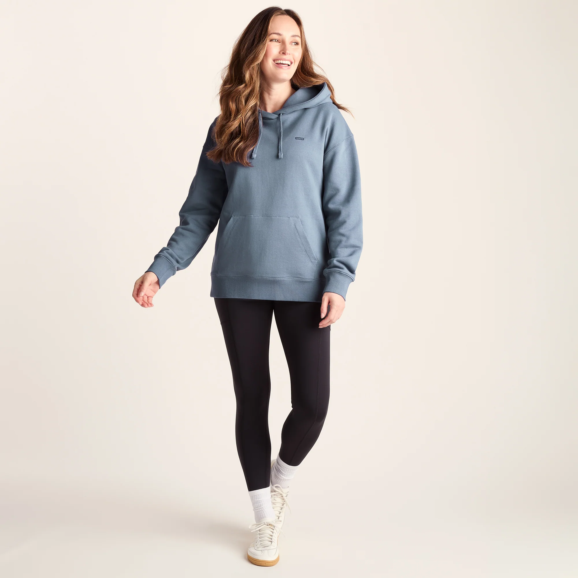 Meera Womens 100% Cotton Oversized Hoody - Smokey Blue - Image 2
