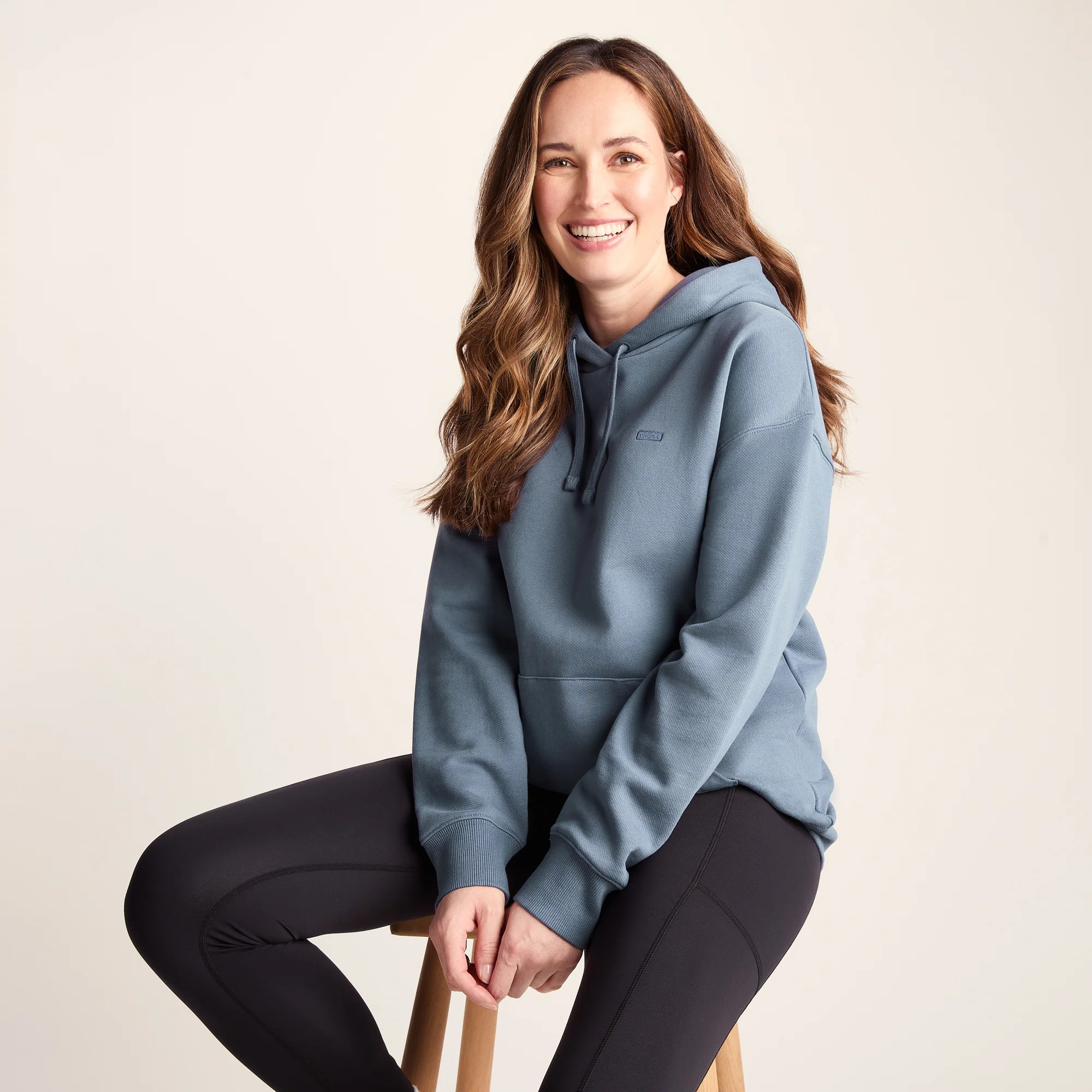 Meera Womens 100% Cotton Oversized Hoody - Smokey Blue - Image 4