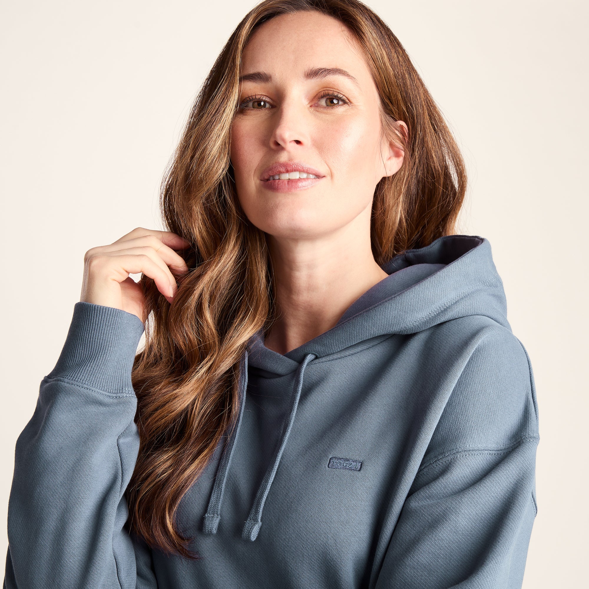 Meera Womens 100% Cotton Oversized Hoody - Smokey Blue - Image 5