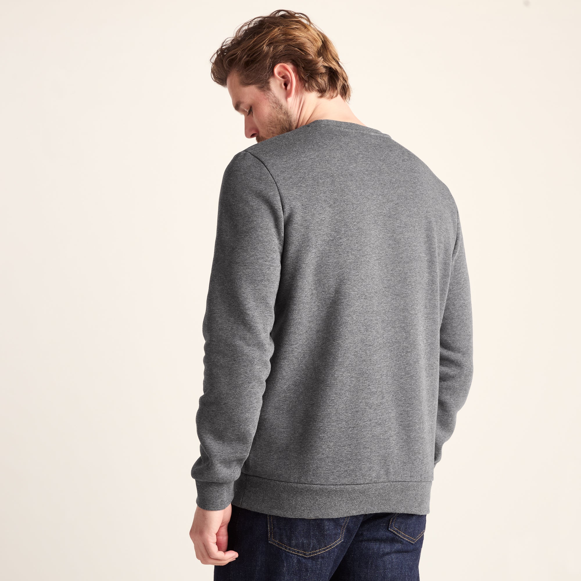 Mellor Mens Supersoft Cotton Rich Sweat - Dark Grey Marl - Image 3