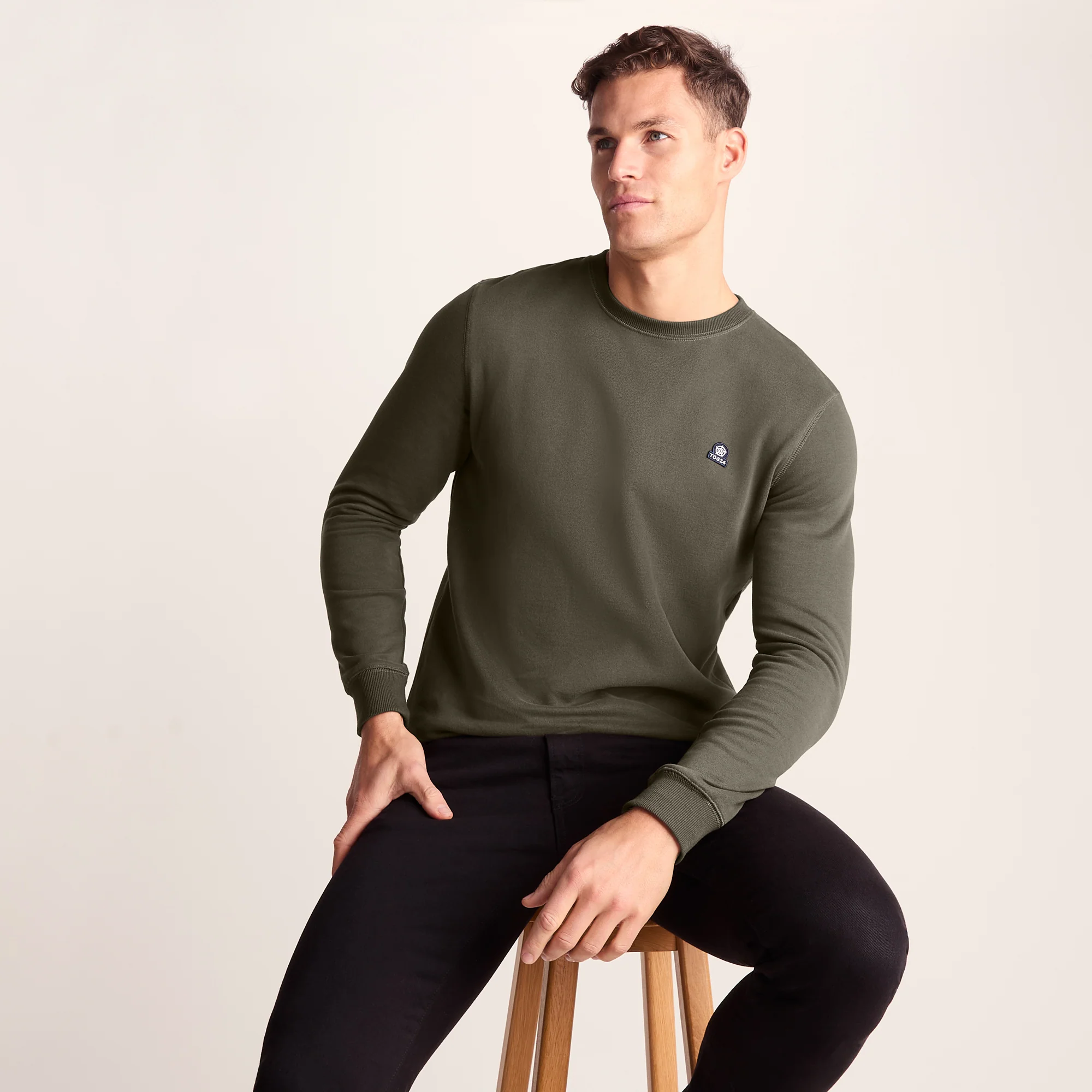 Mellor Mens Supersoft Cotton Rich Sweat - Dark Khaki - Image 4