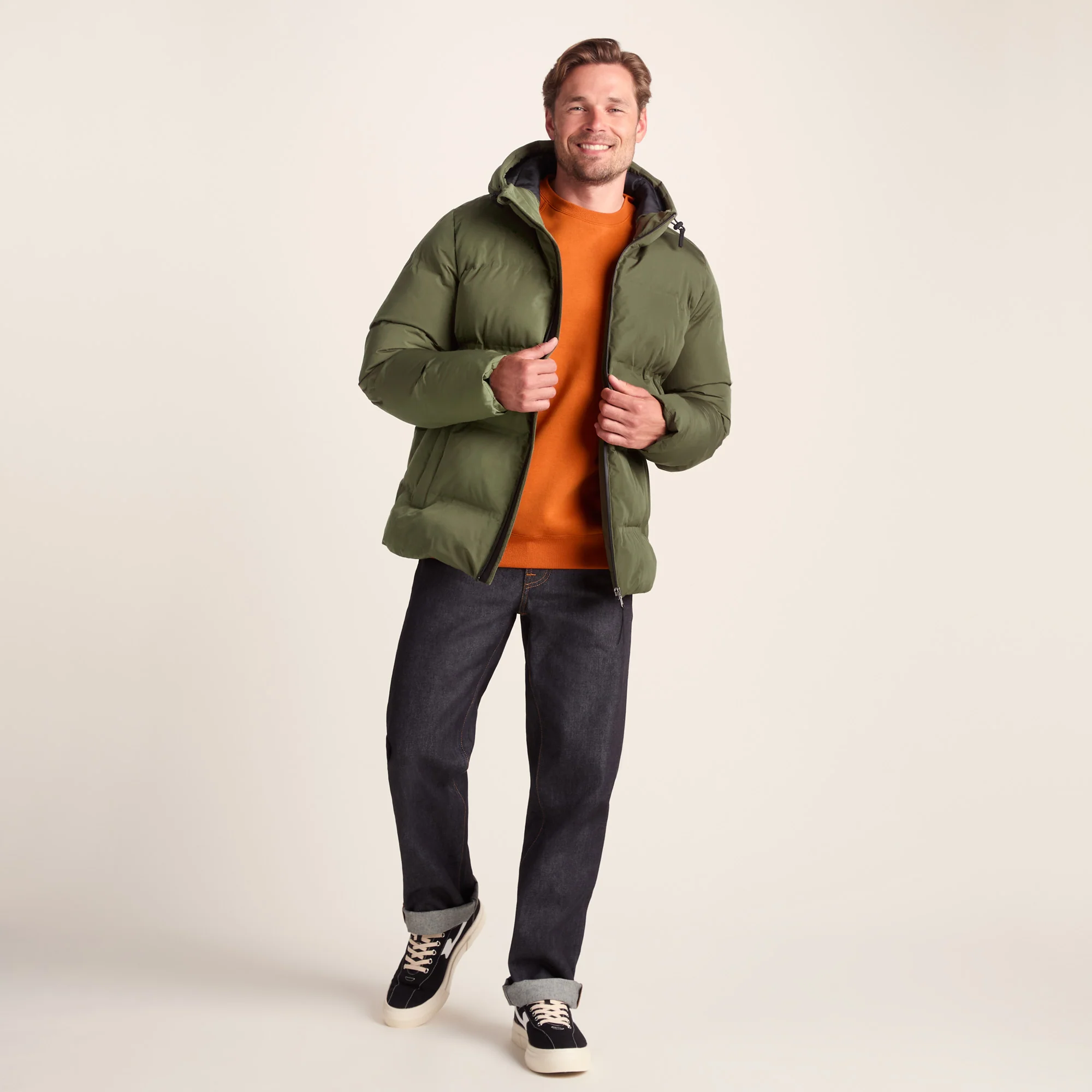 Menka Mens Shower Resistant Insulated Jacket - Khaki - Image 3