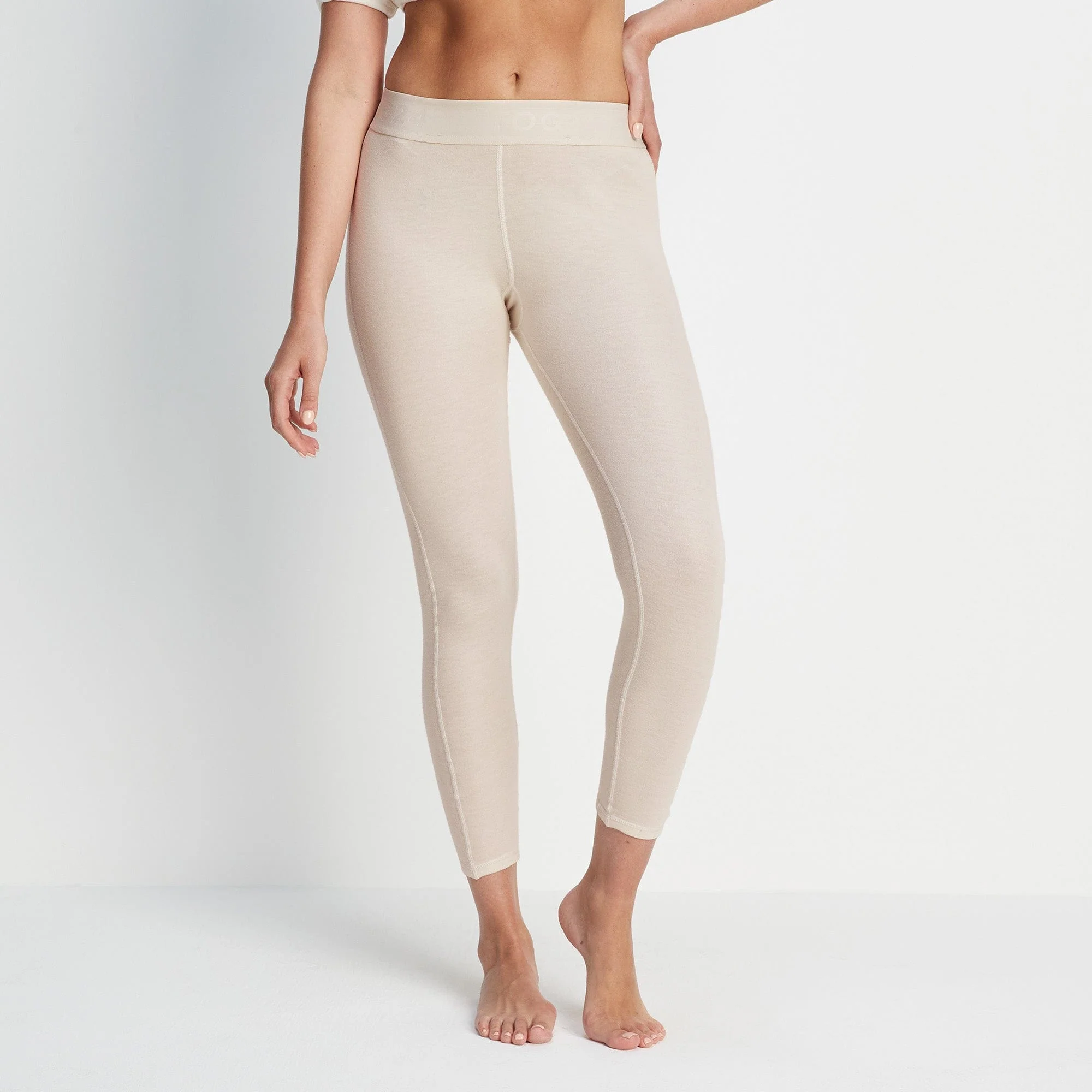 Meru Womens Cashmere Touch Base Layer Leggings - Off White - Image 2