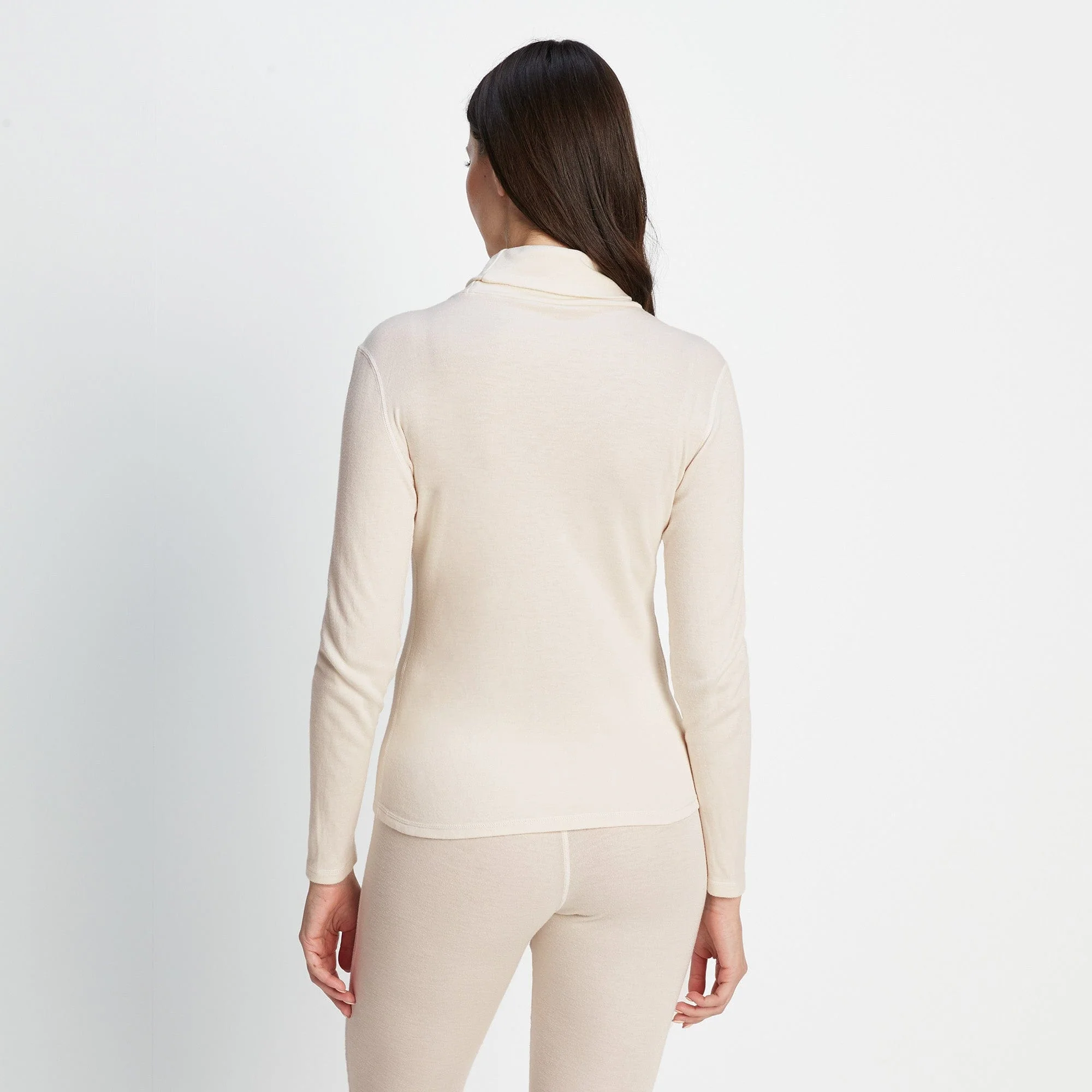 Meru Womens Cashmere Touch Roll Neck Base Layer - Off White - Image 5