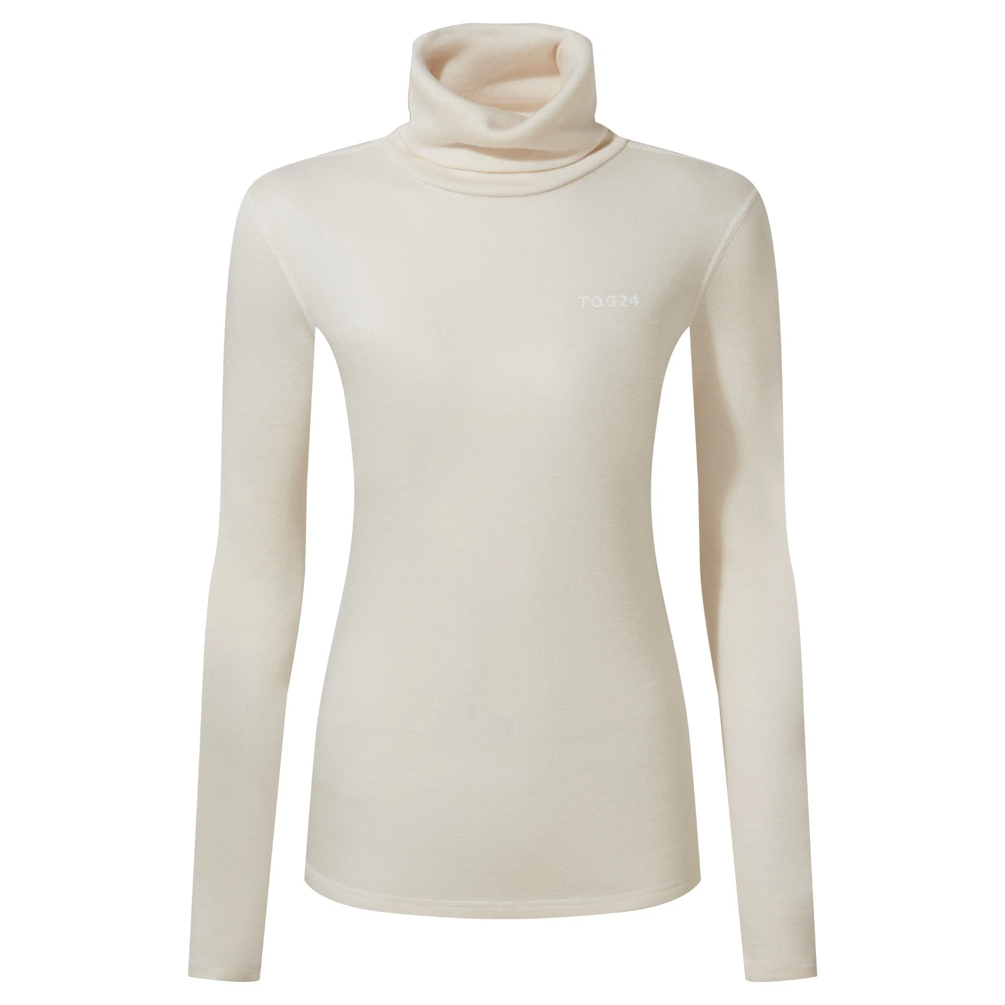 Meru Womens Cashmere Touch Roll Neck Base Layer - Off White - Image 6