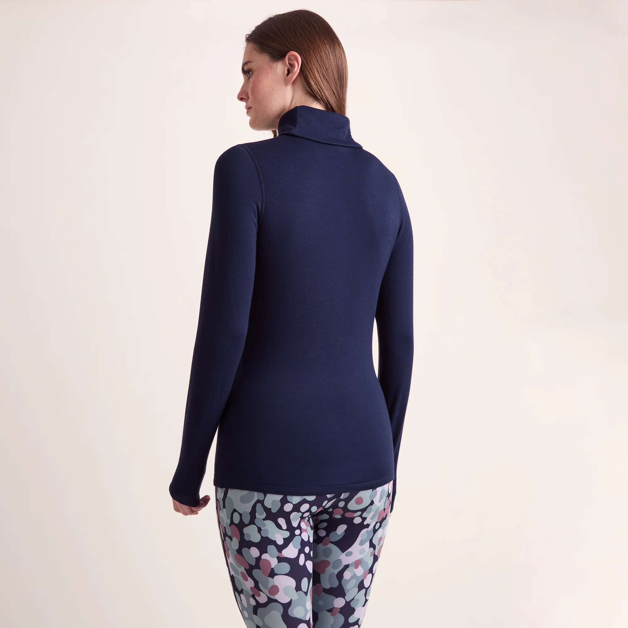Meru Womens Cashmere Touch Roll Neck Base Layer - Oxford Blue - Image 3