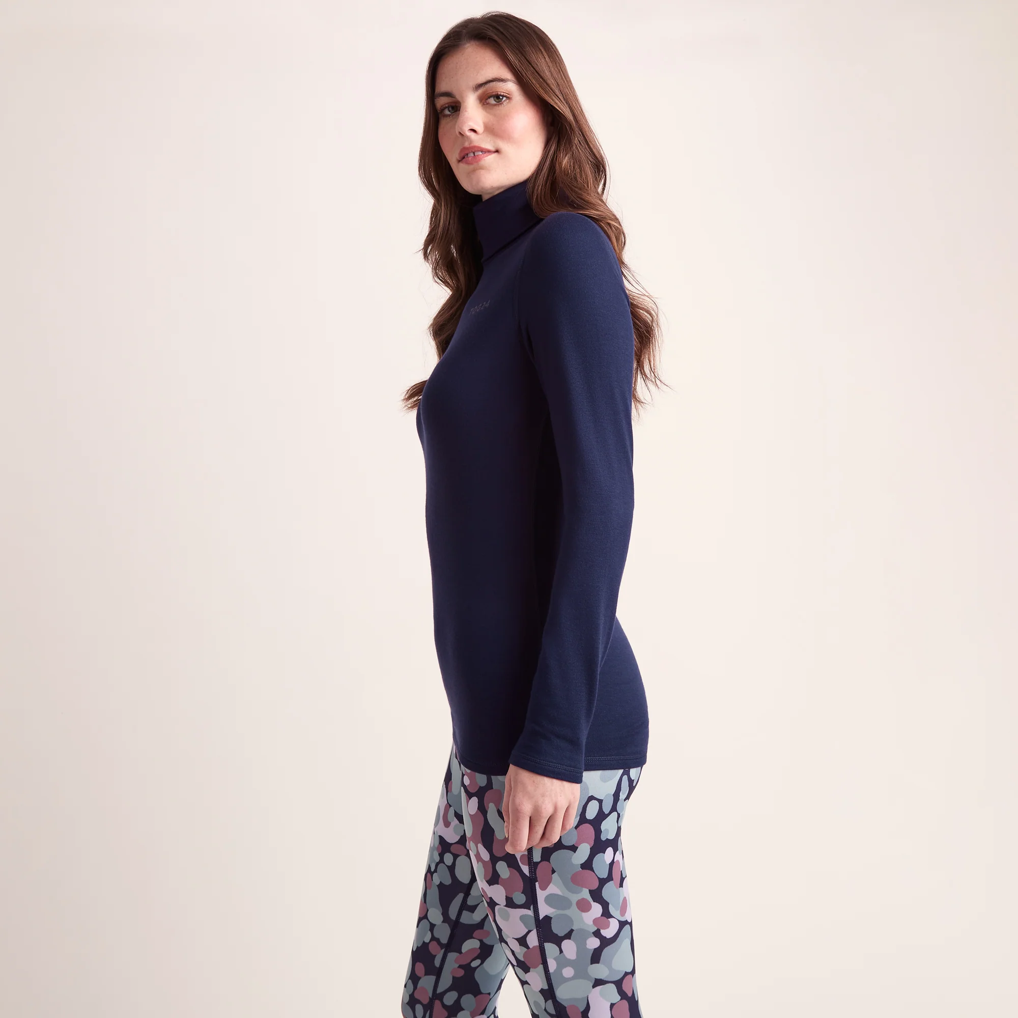 Meru Womens Cashmere Touch Roll Neck Base Layer - Oxford Blue - Image 4