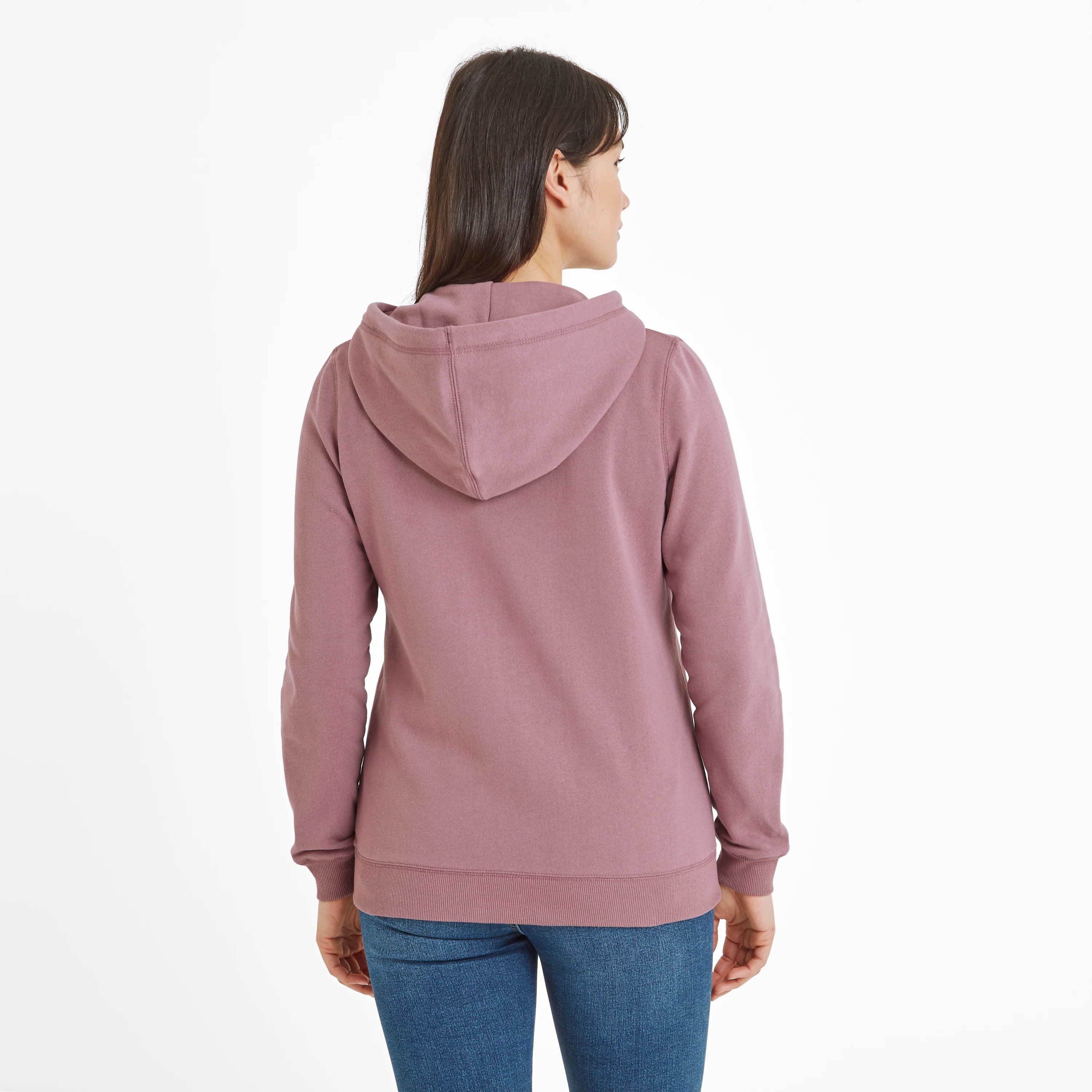 Mia Womens Supersoft Zip Neck Hoody - Mauve - Image 3
