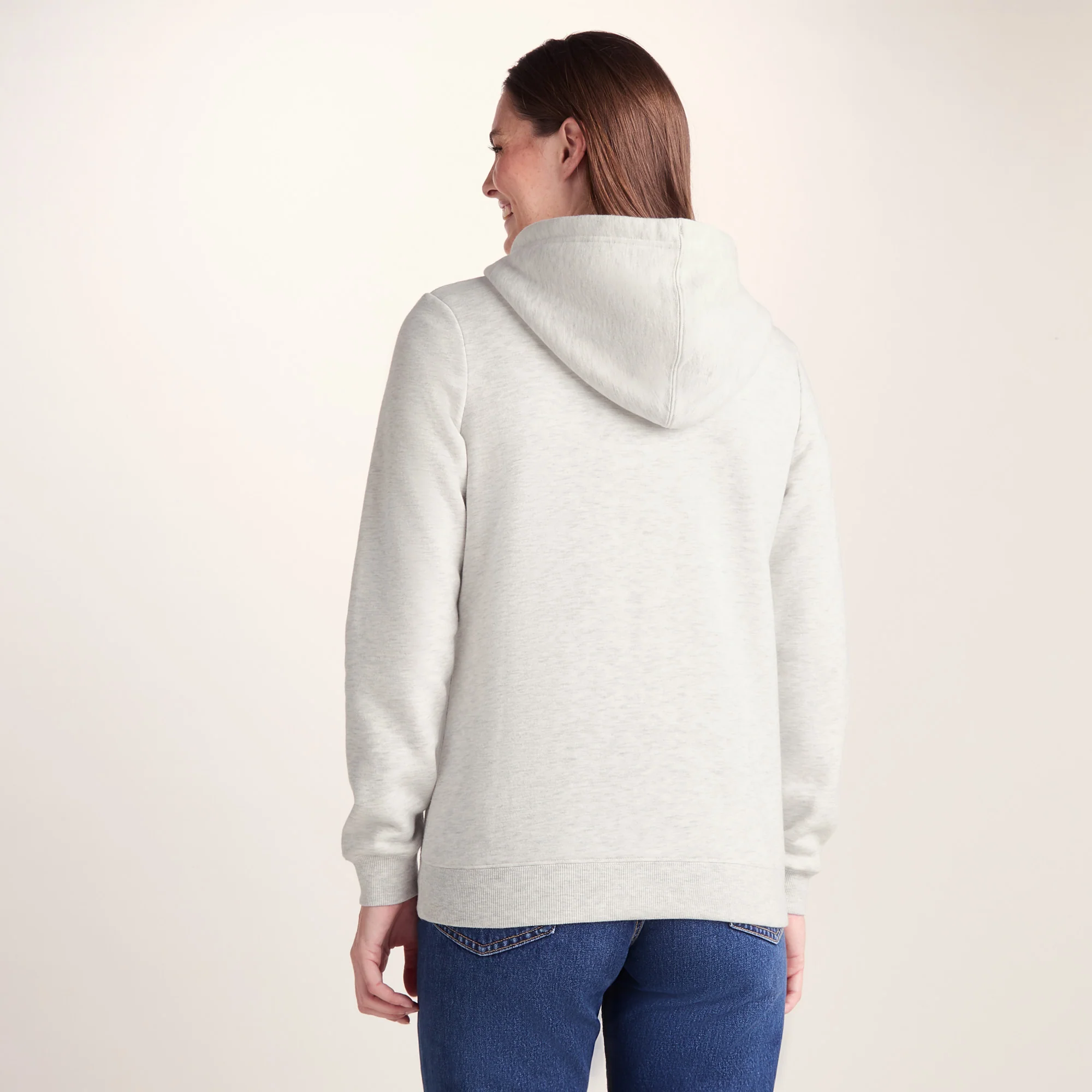 Mia Womens Supersoft Zip Neck Hoody - Oatmeal Marl - Image 4