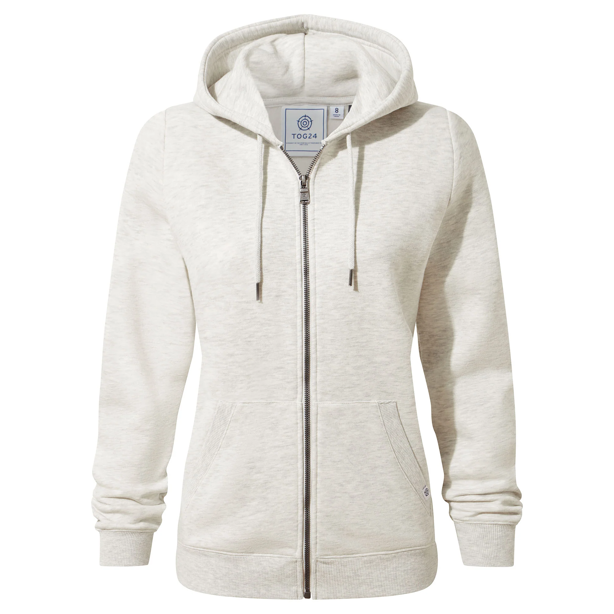 Mia Womens Supersoft Zip Neck Hoody - Oatmeal Marl - Image 6