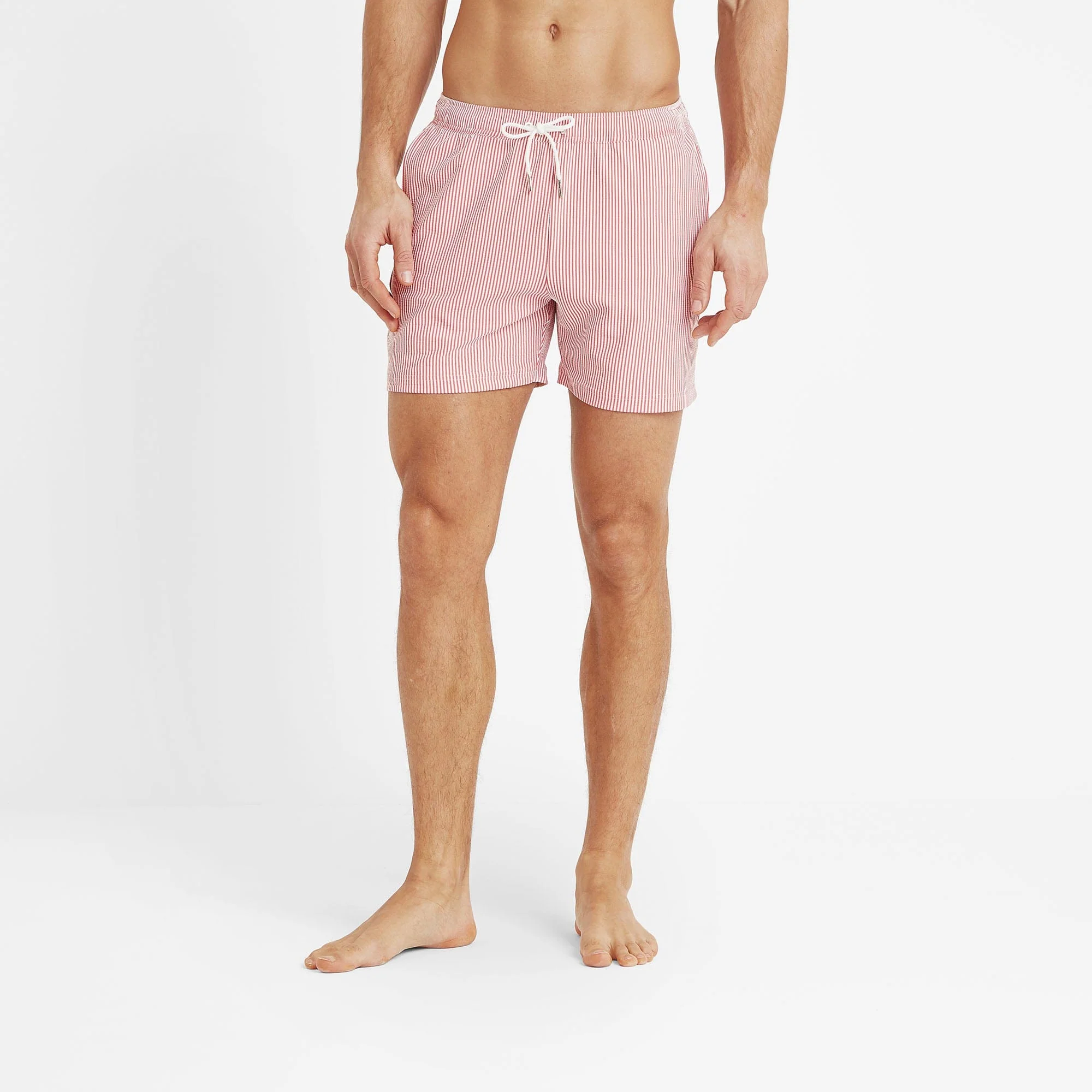 Micah Mens Swimming Shorts - Washed Red Stripe - Image 2