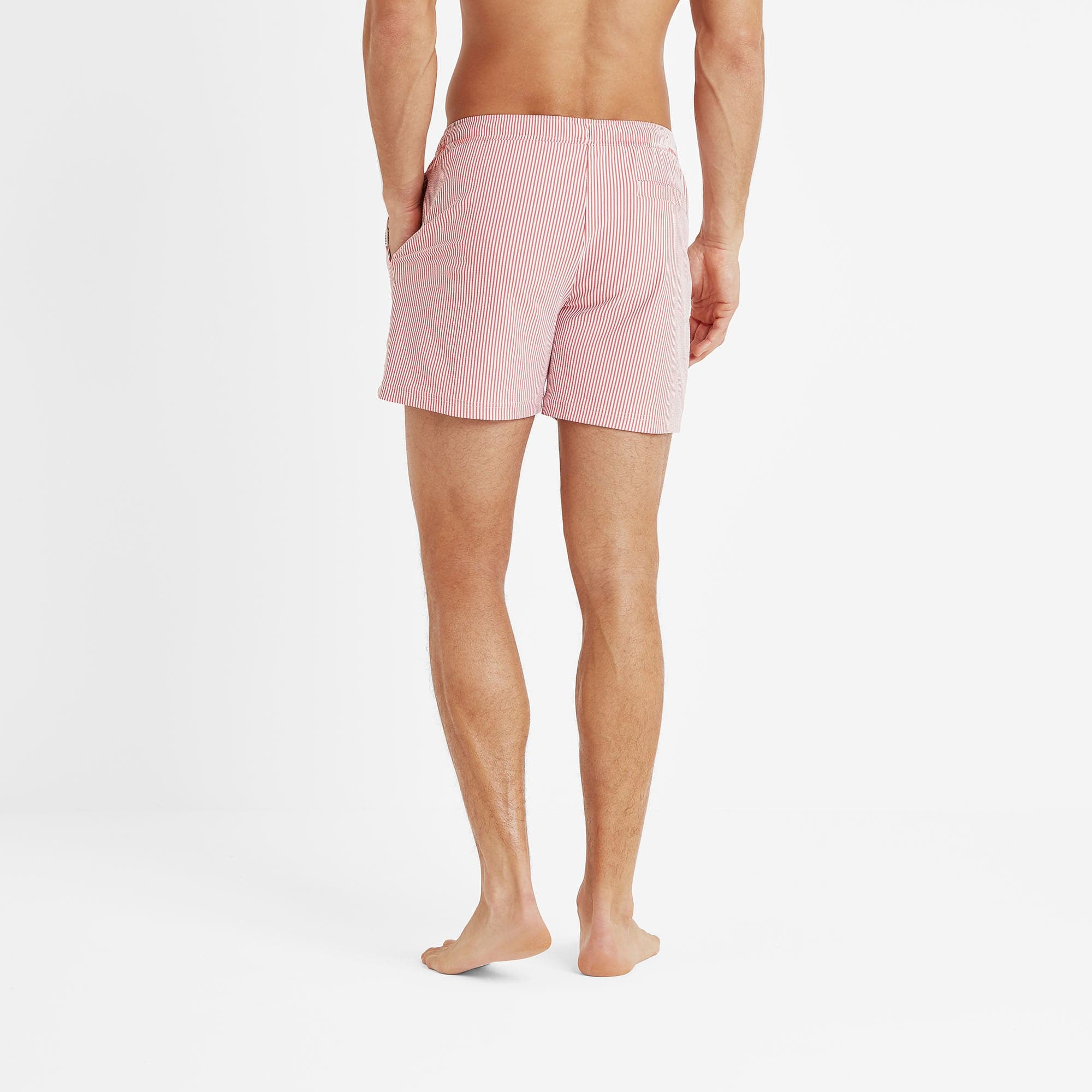 Micah Mens Swimming Shorts - Washed Red Stripe - Image 3