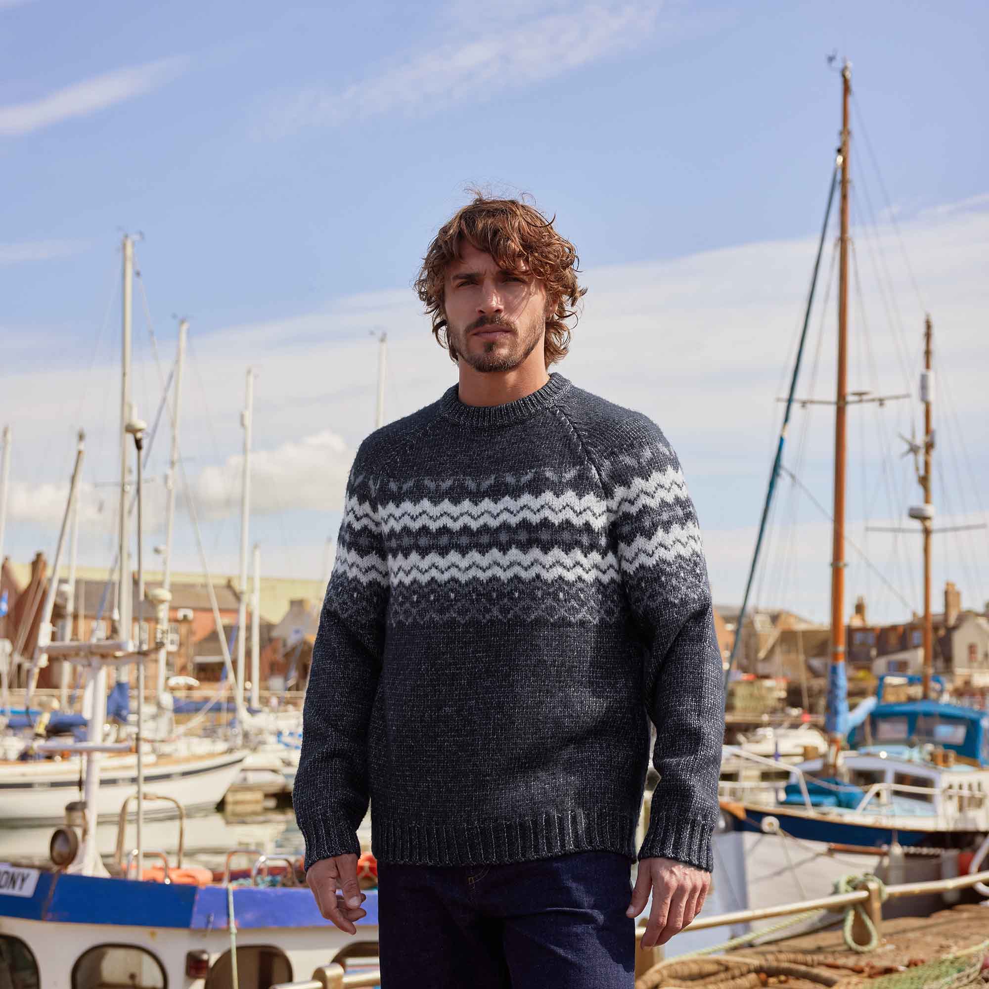 Michael Mens Chunky Knitted Jumper - Dark Indigo Marl - Image 10